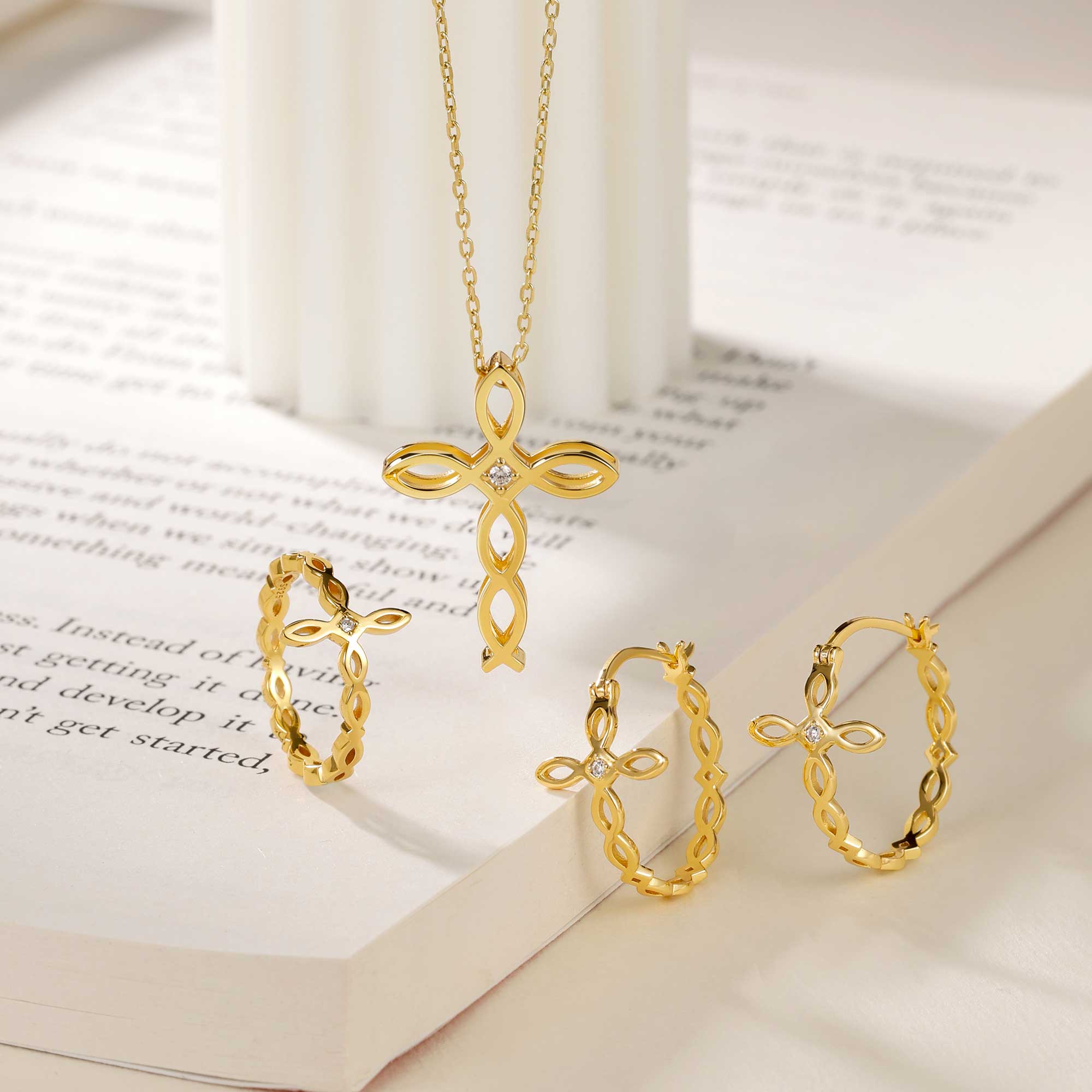 Divine Harmony Ichthys Cross Faith Protection Statement Ring
