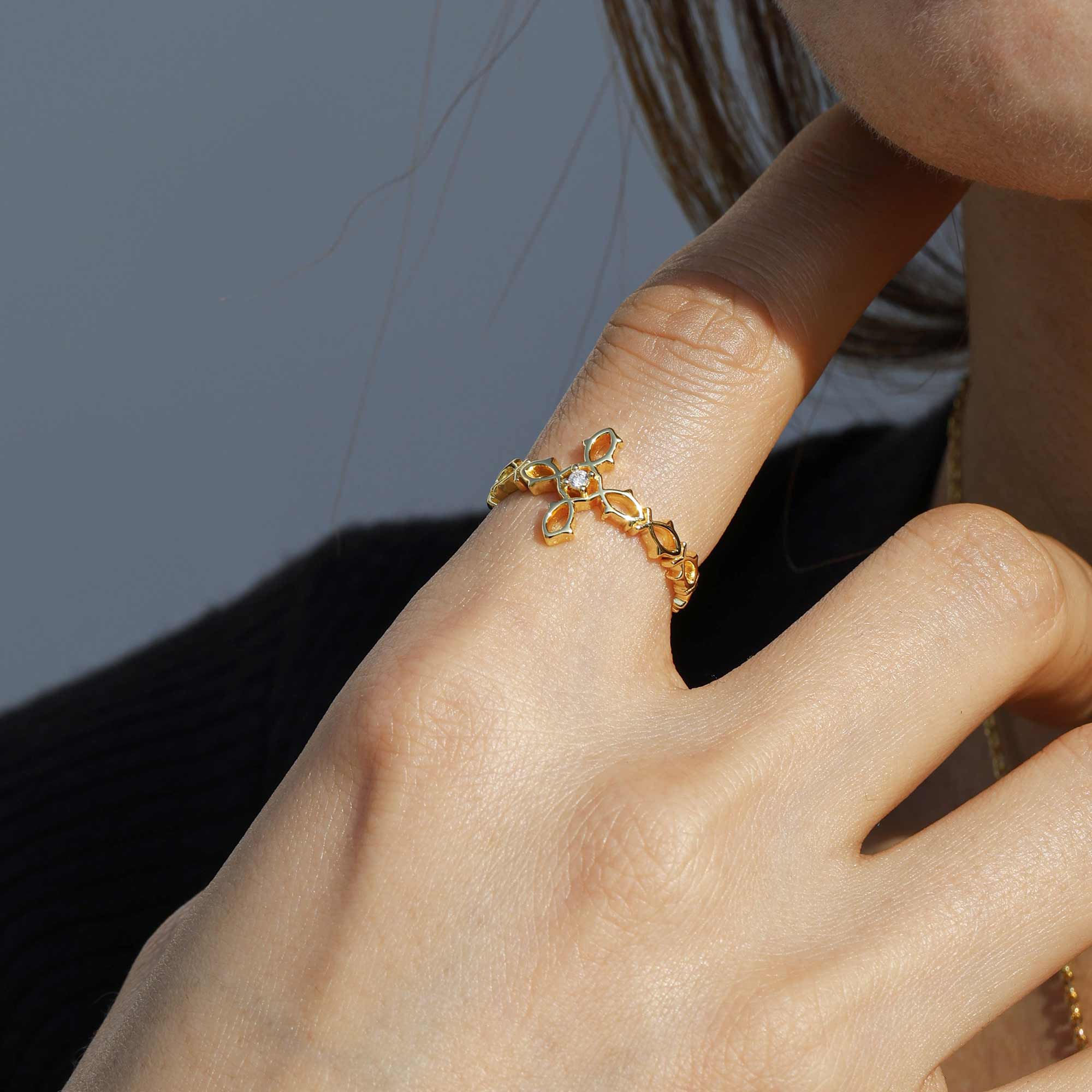 Thorned Cross Ring