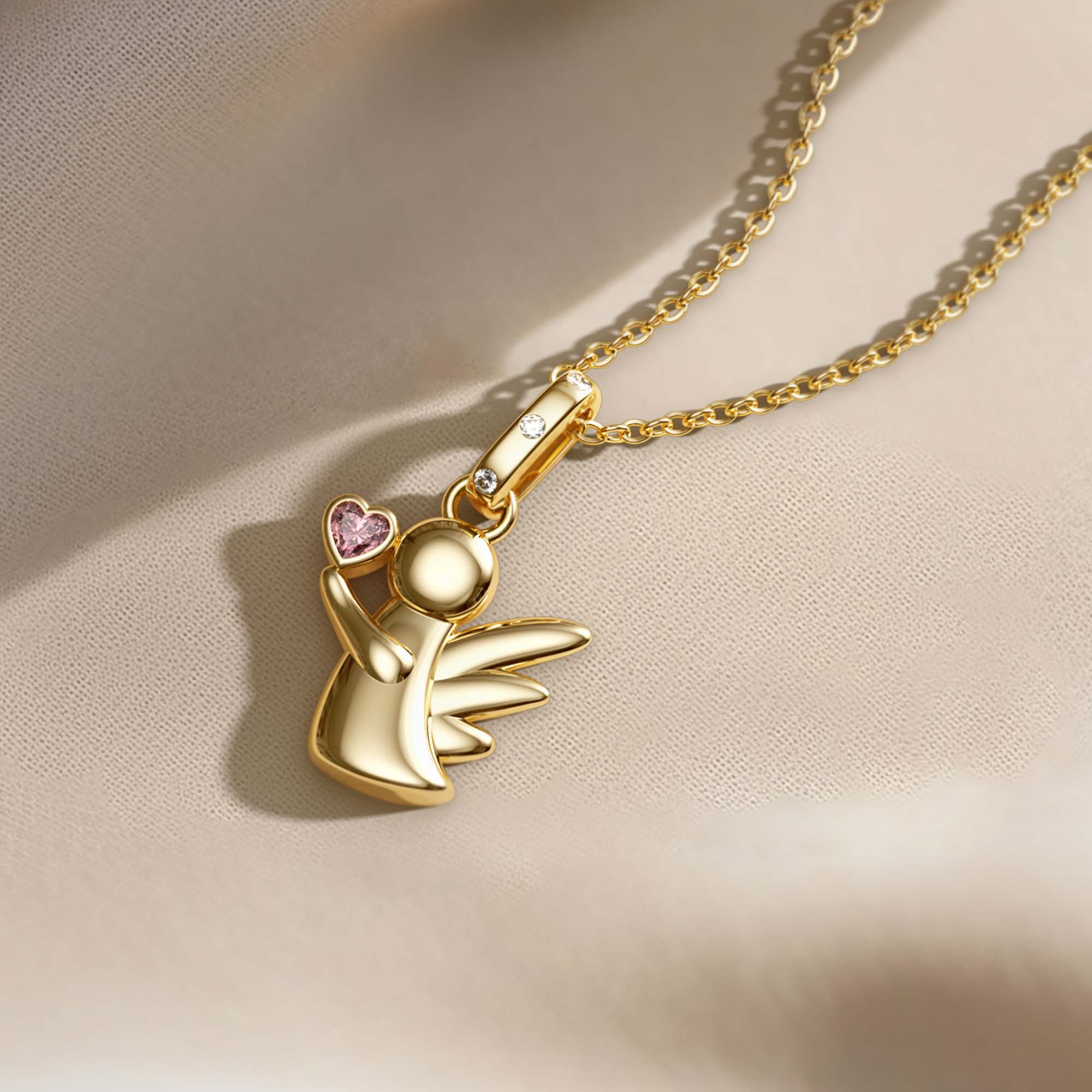Angel with Pink Heart Love Charm Pendant - vanimy