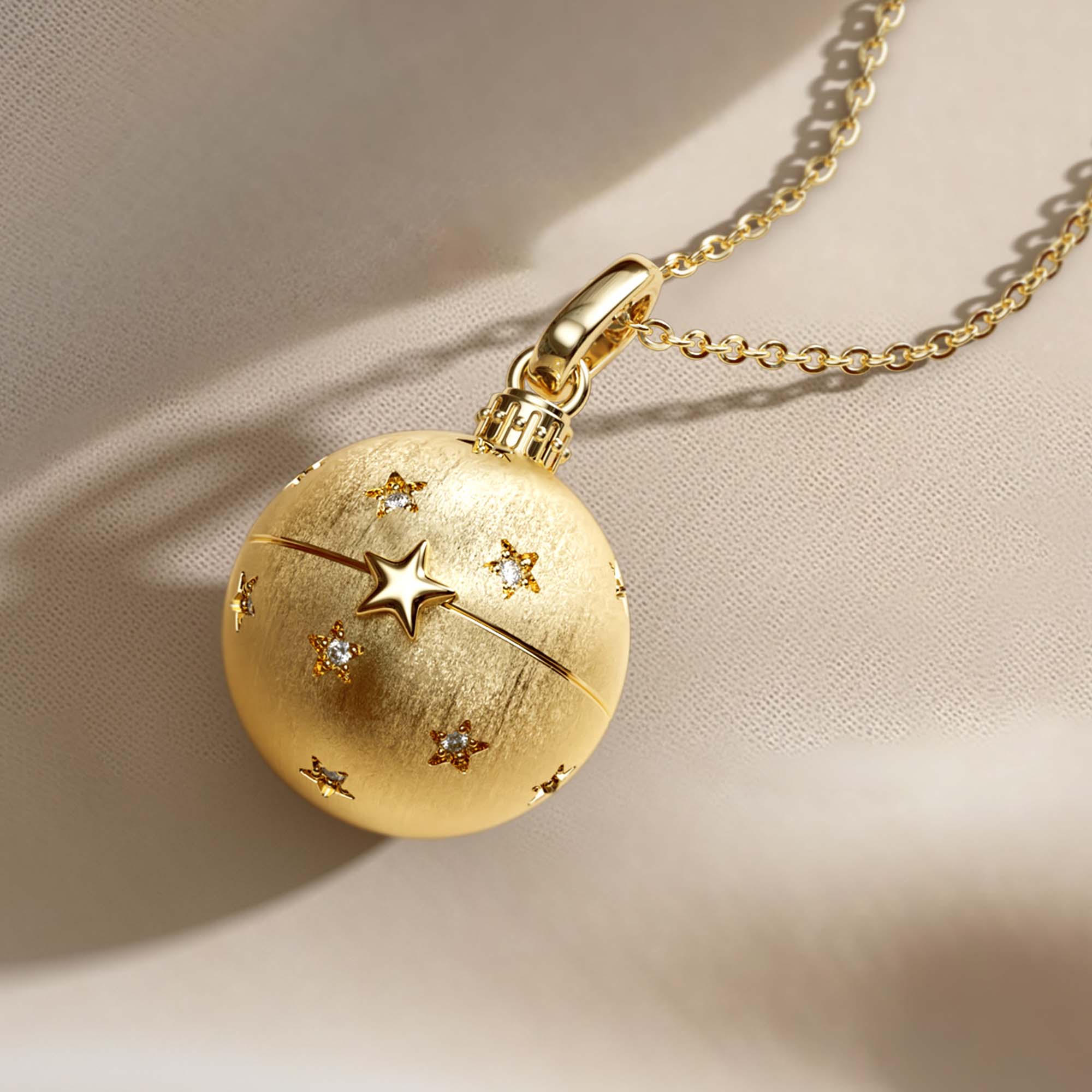 ‘You are My Treasure' Pink Heart Celestial Star Amulet Christmas Ball Locket Pendant - vanimy