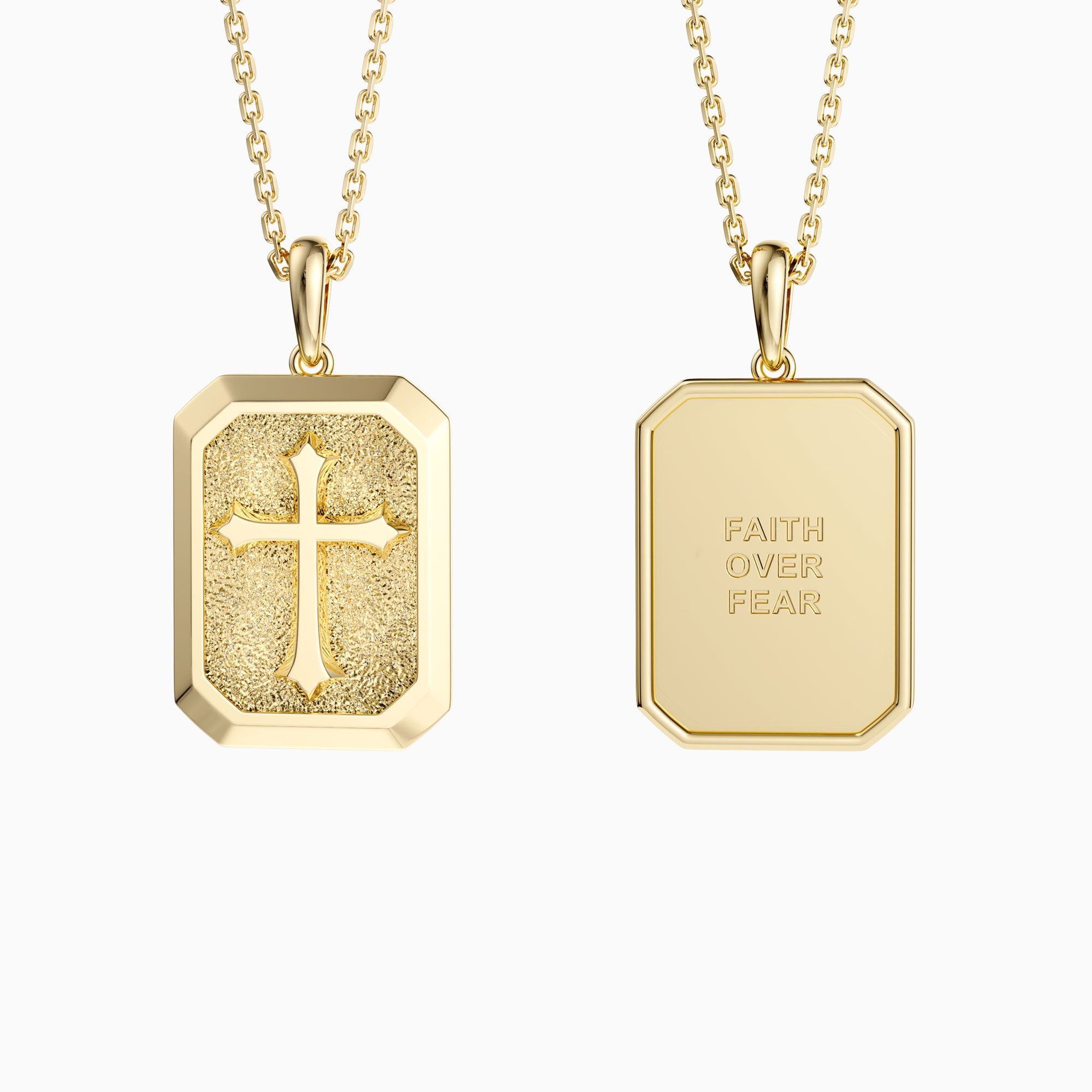 Mens gold best sale cross necklace engraved