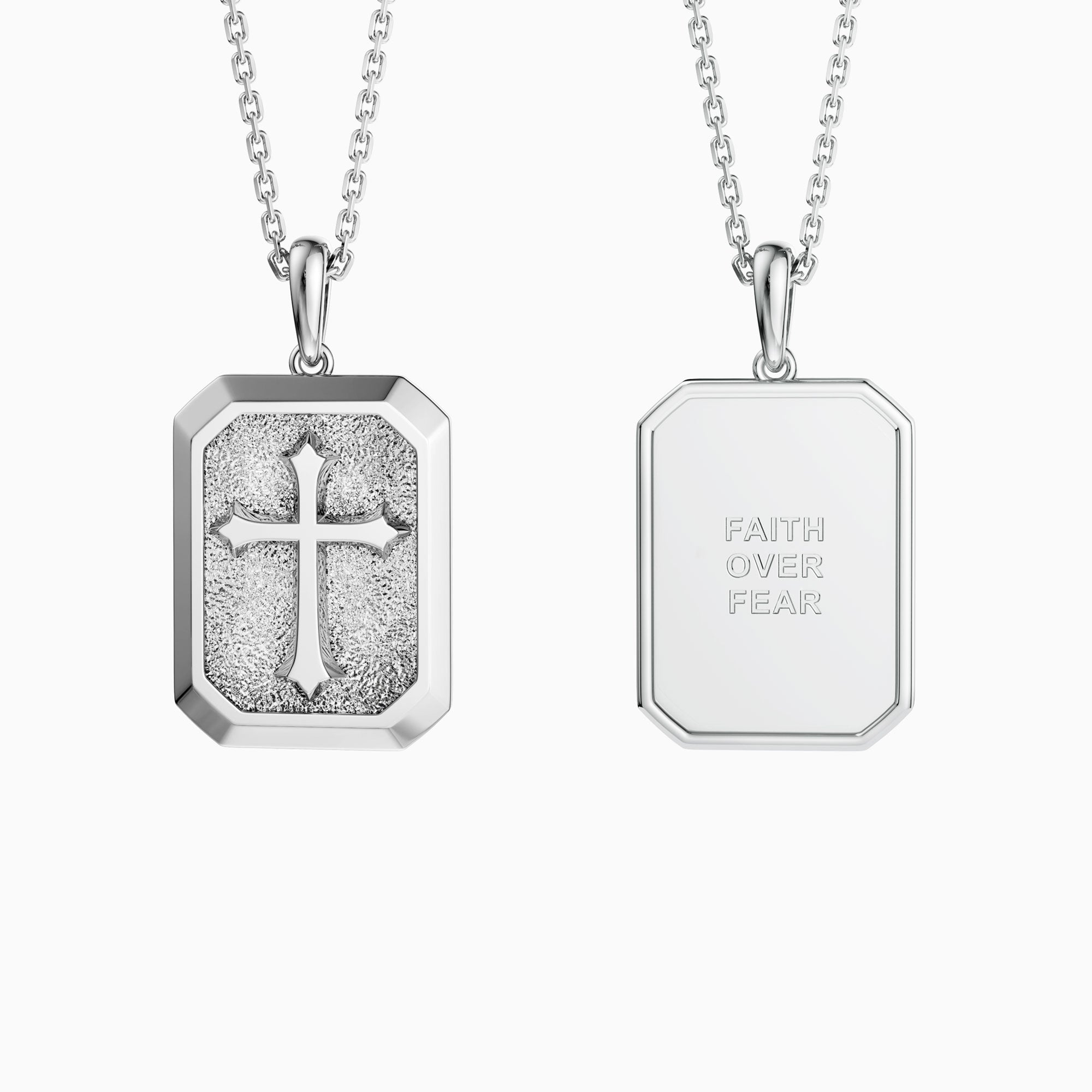 Faith Over Fear Cross Medallion Pendant Engraved Necklace - vanimy