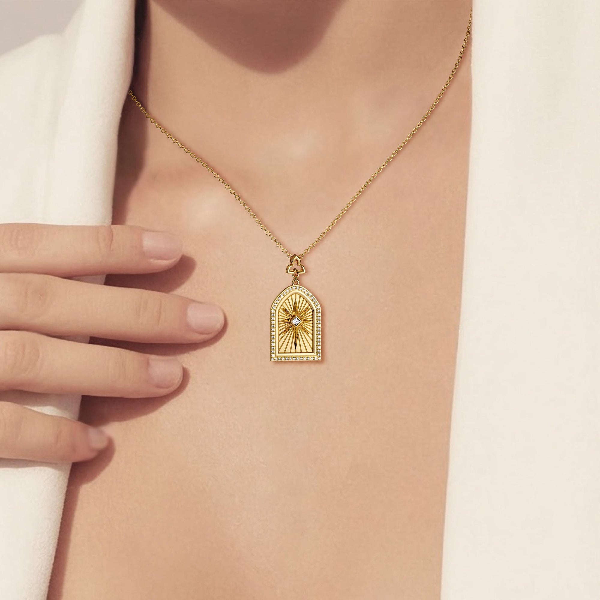 Be Still And Know Cross Medallion Pendant Engraved Necklace - vanimy