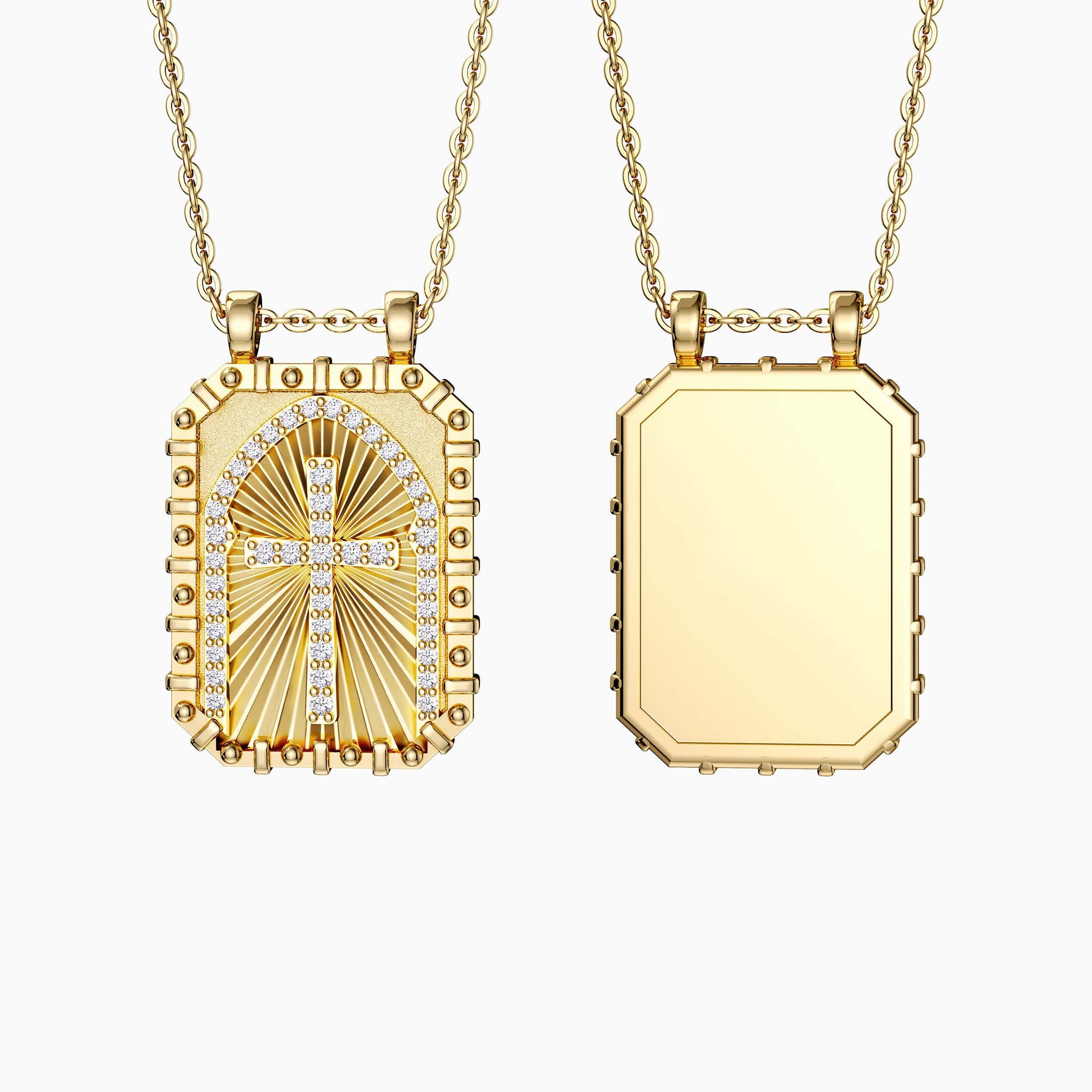 Personalized Cross Medallion Pendant Engraved Necklace - vanimy