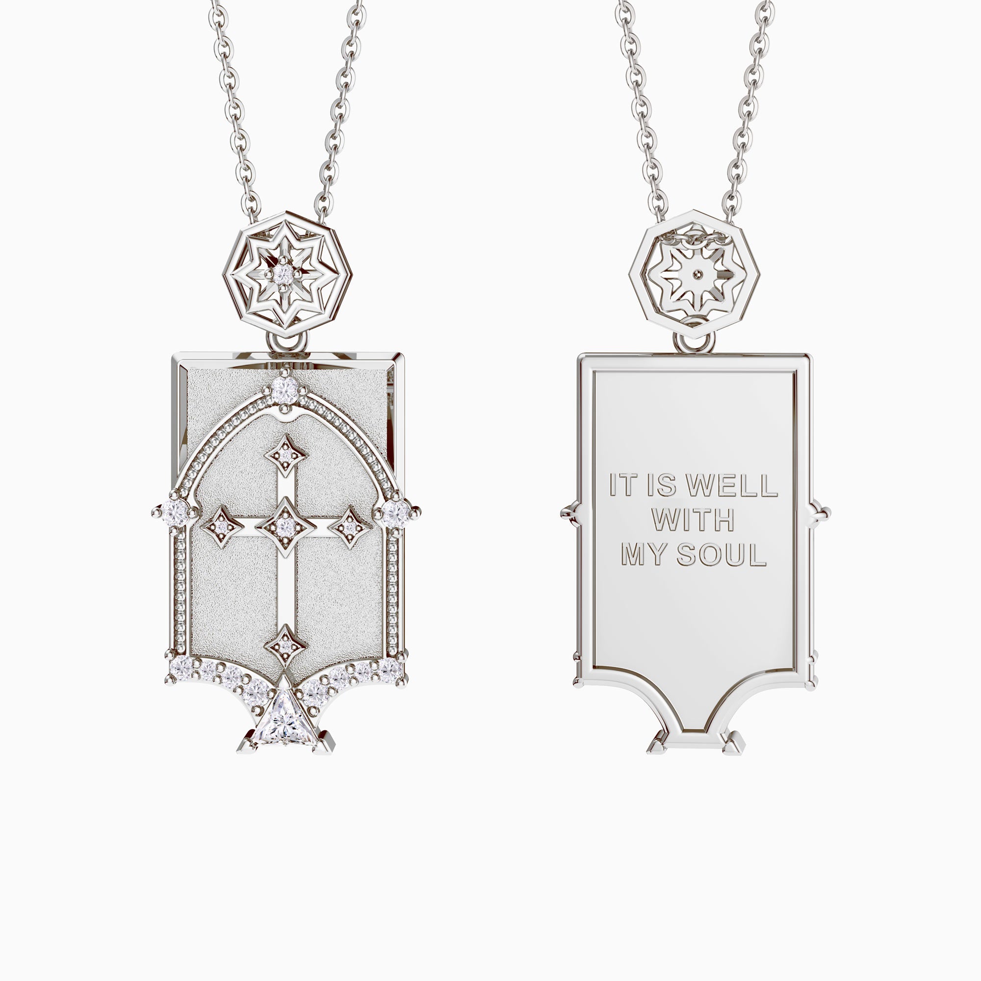 It Is Well With My Soul Cross Dome Engraved Necklace - vanimy