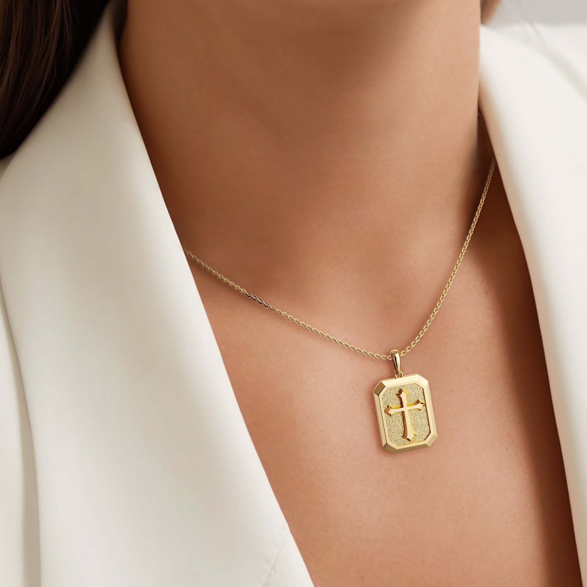 Customized Cross Engraved Scapular Necklace - vanimy