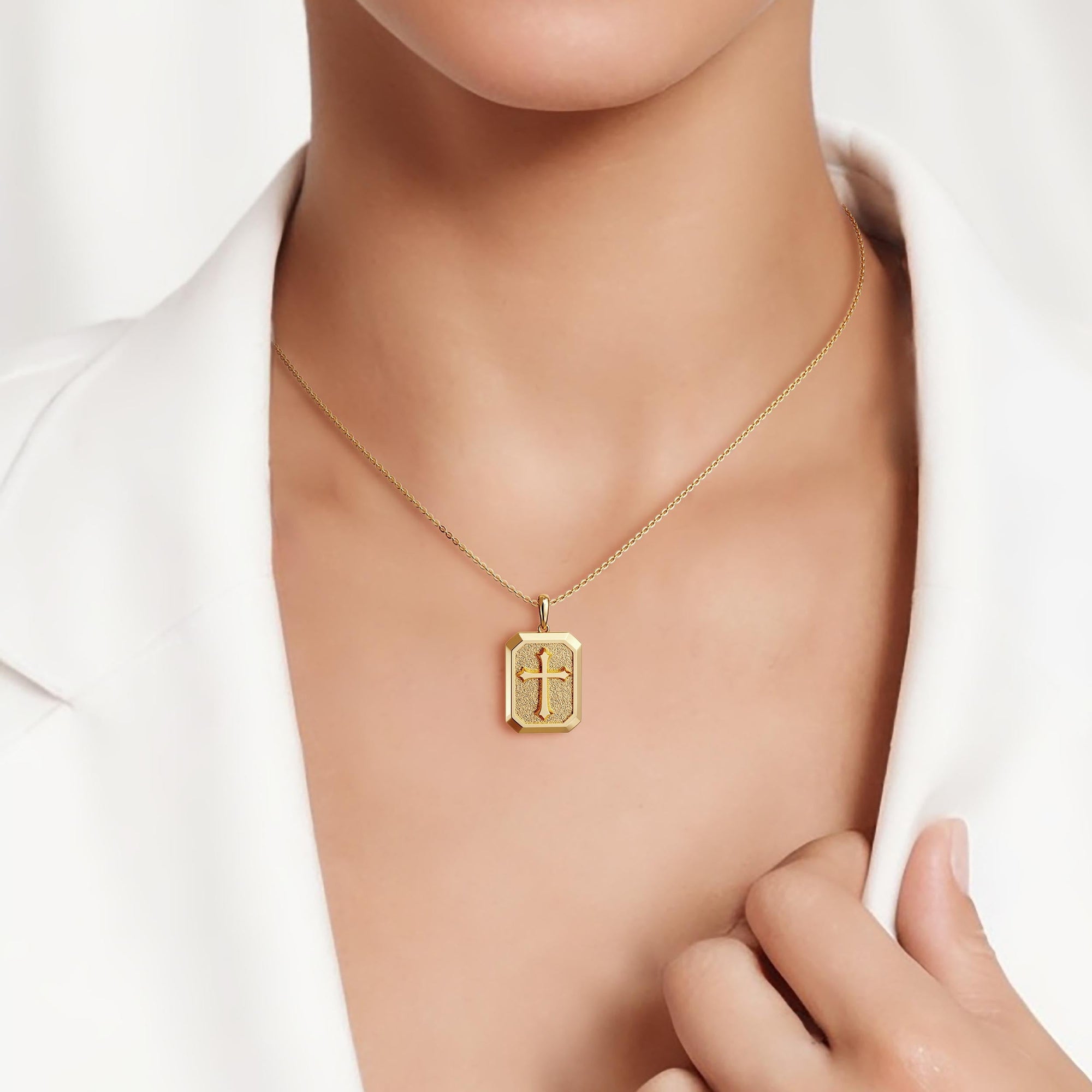 Customized Cross Engraved Scapular Necklace - vanimy