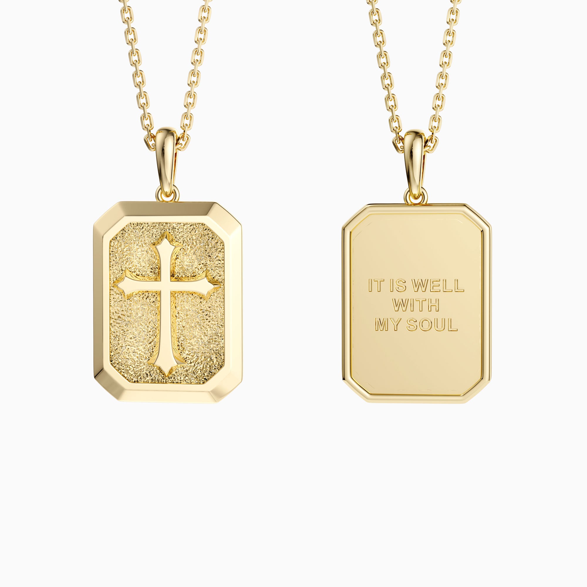 It Is Well With My Soul Cross Engraved Necklace - vanimy