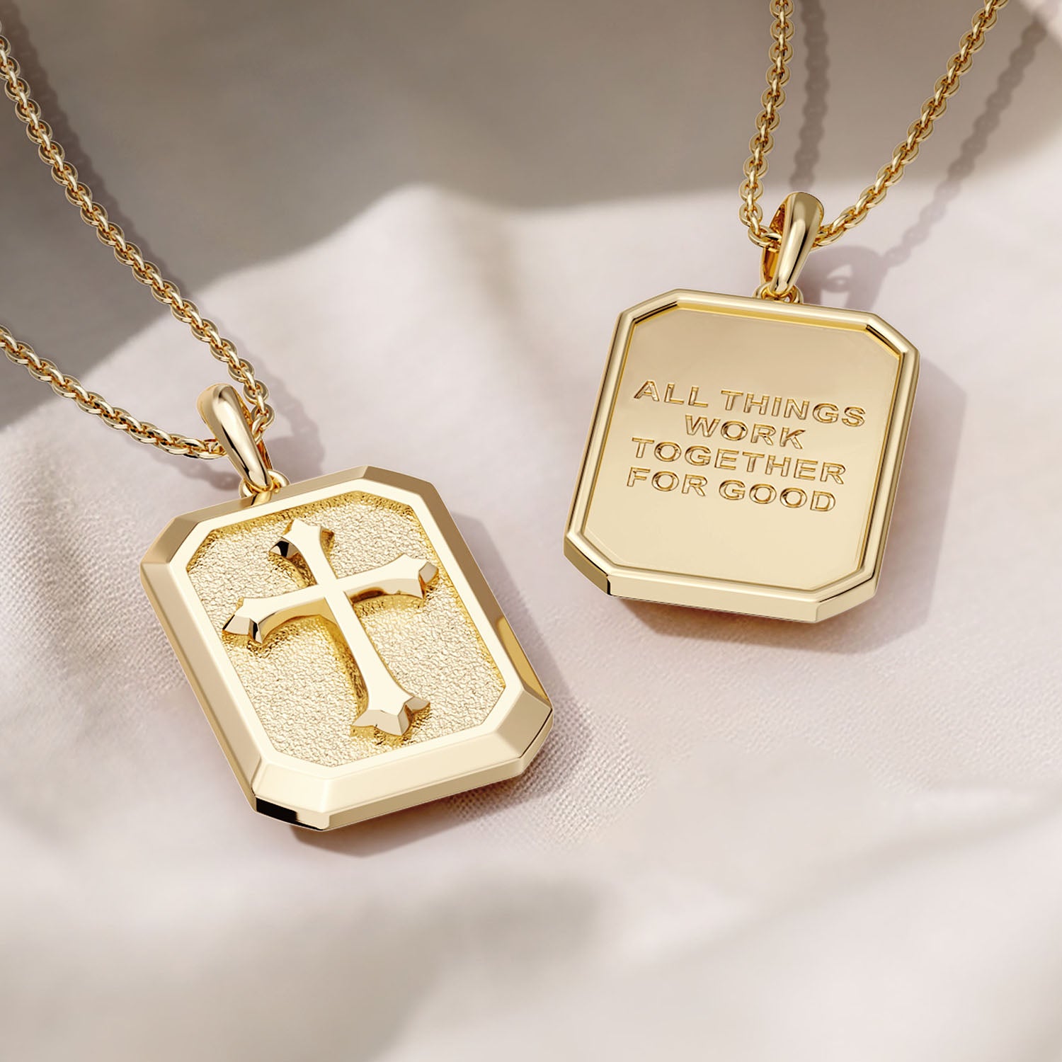 All Things Work Together For Good Cross Engraved Necklace - vanimy