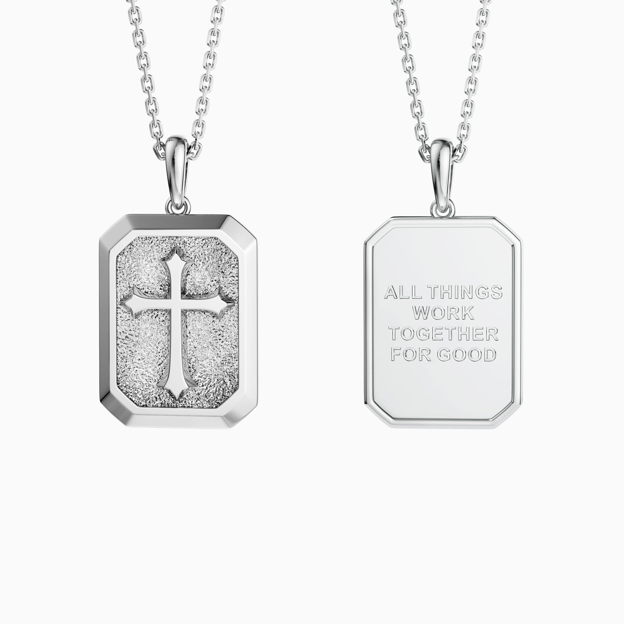 All Things Work Together For Good Cross Engraved Necklace - vanimy
