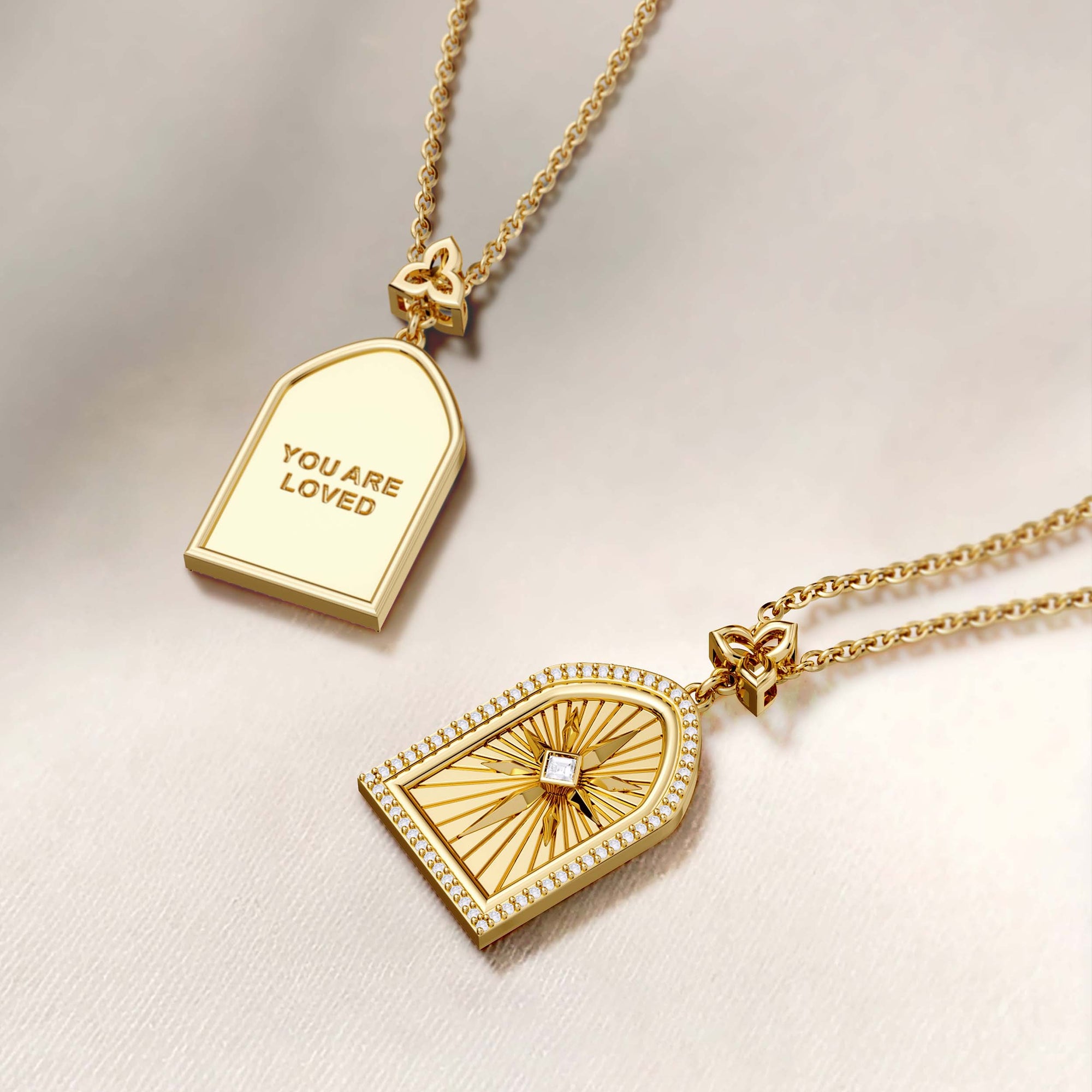You Are Loved Cross Medallion Pendant Engraved Necklace - vanimy