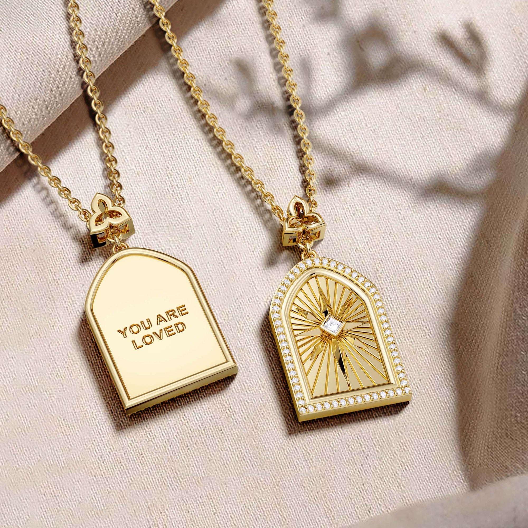 You Are Loved Cross Medallion Pendant Engraved Necklace - vanimy