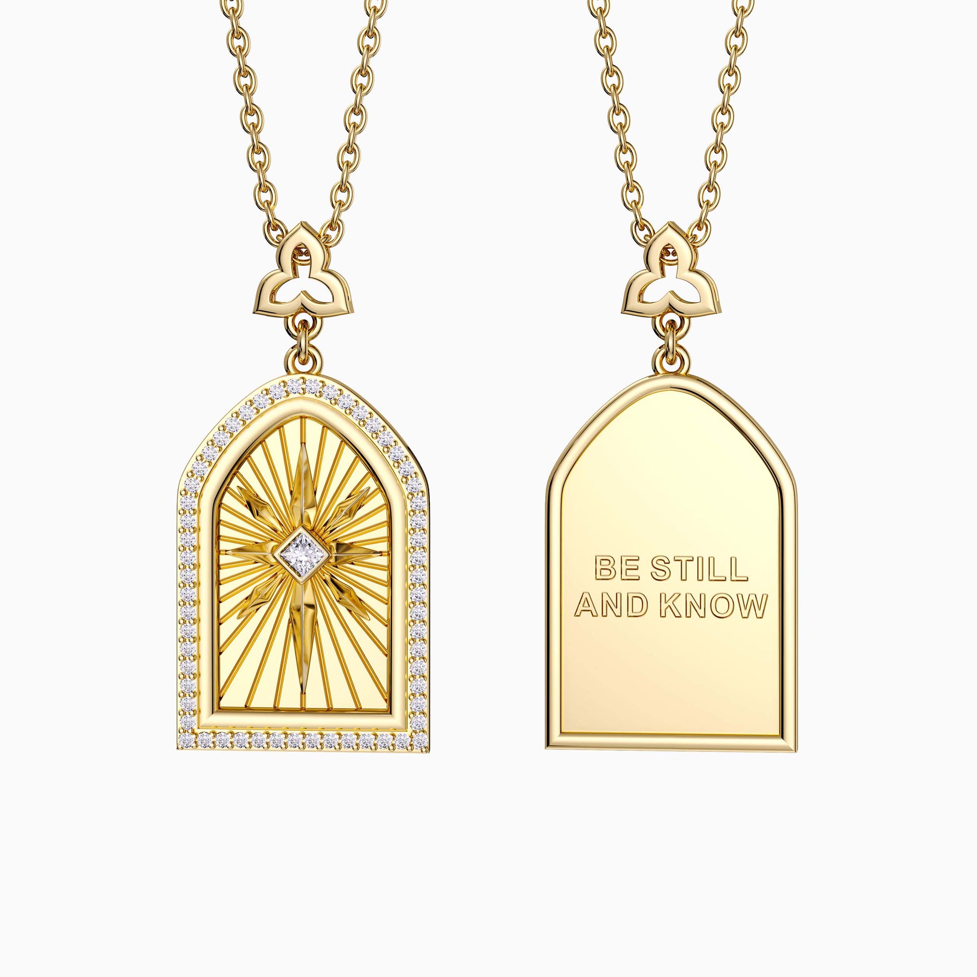 Be Still And Know Cross Medallion Pendant Engraved Necklace - vanimy