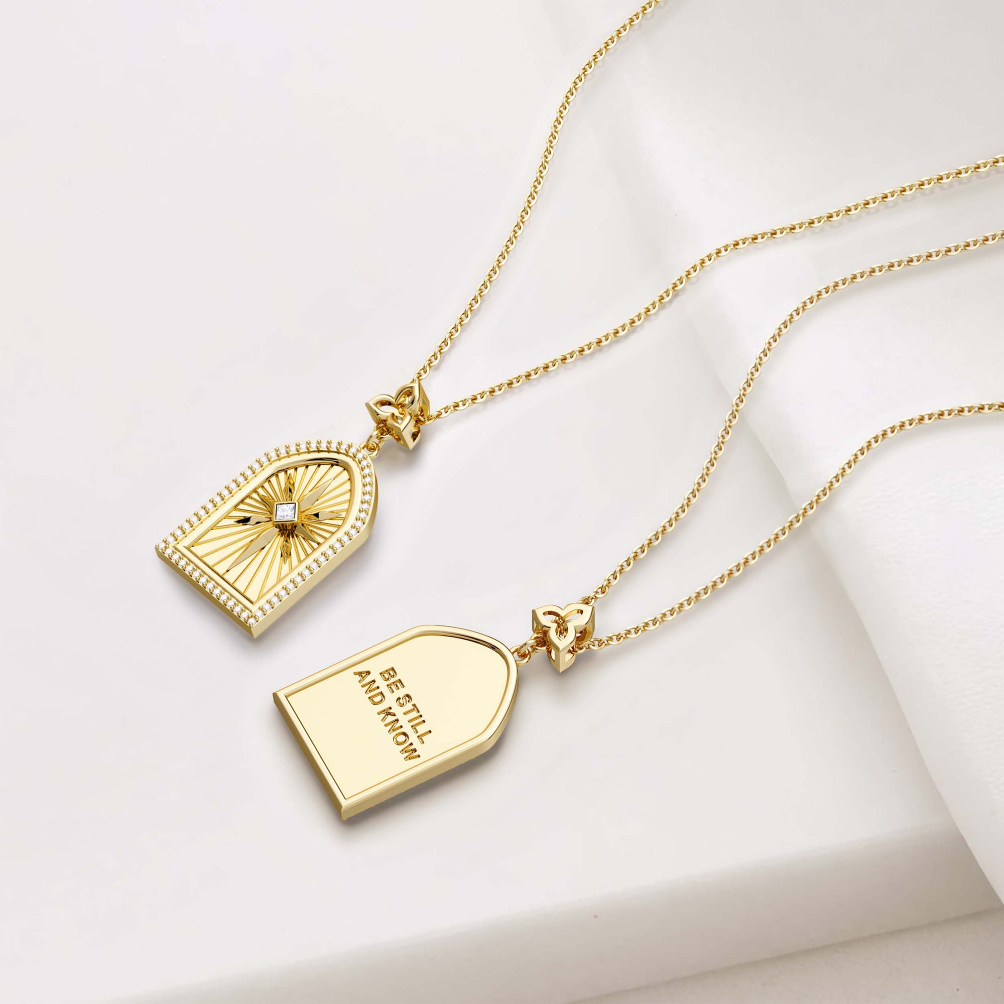 Be Still And Know Cross Medallion Pendant Engraved Necklace - vanimy