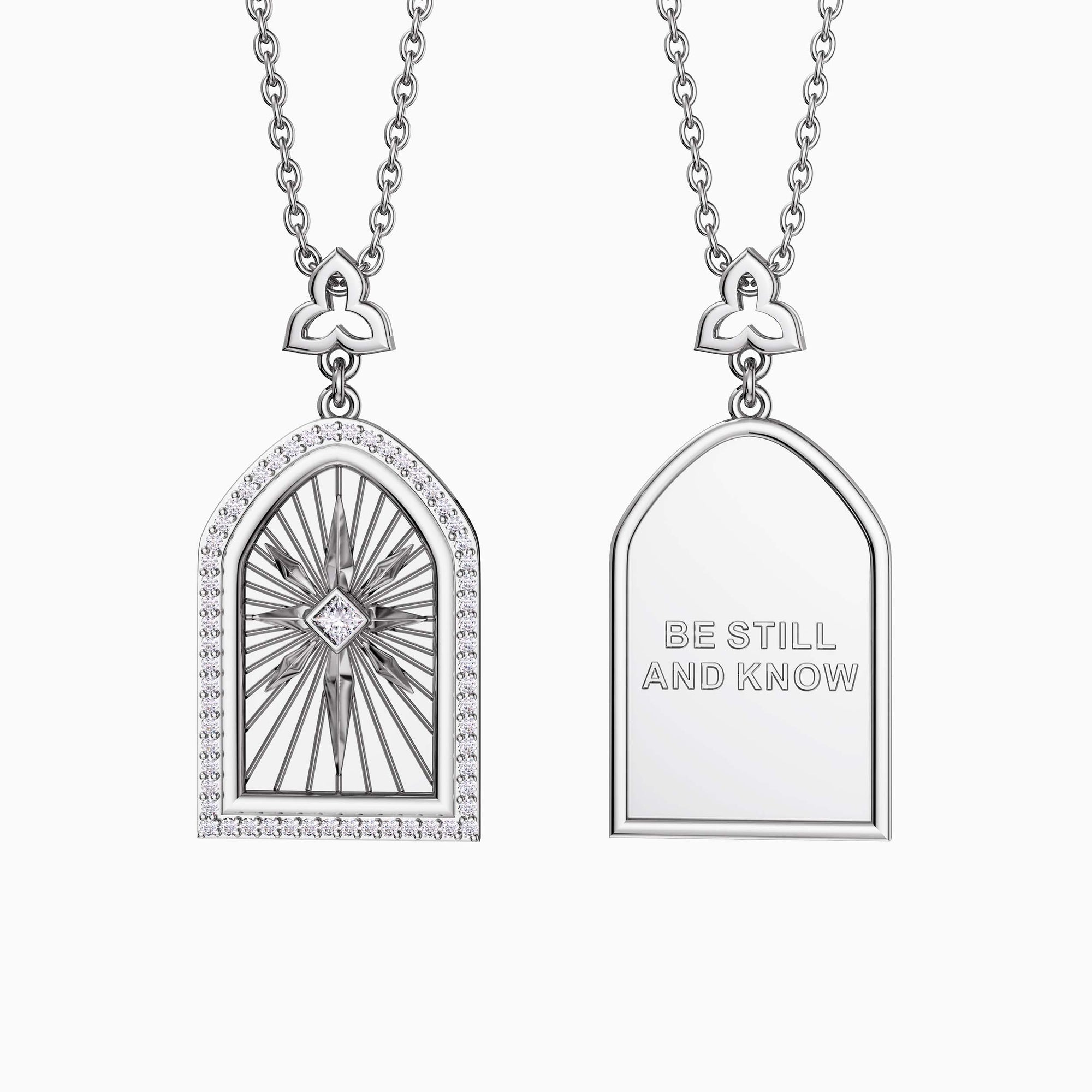 Be Still And Know Cross Medallion Pendant Engraved Necklace - vanimy