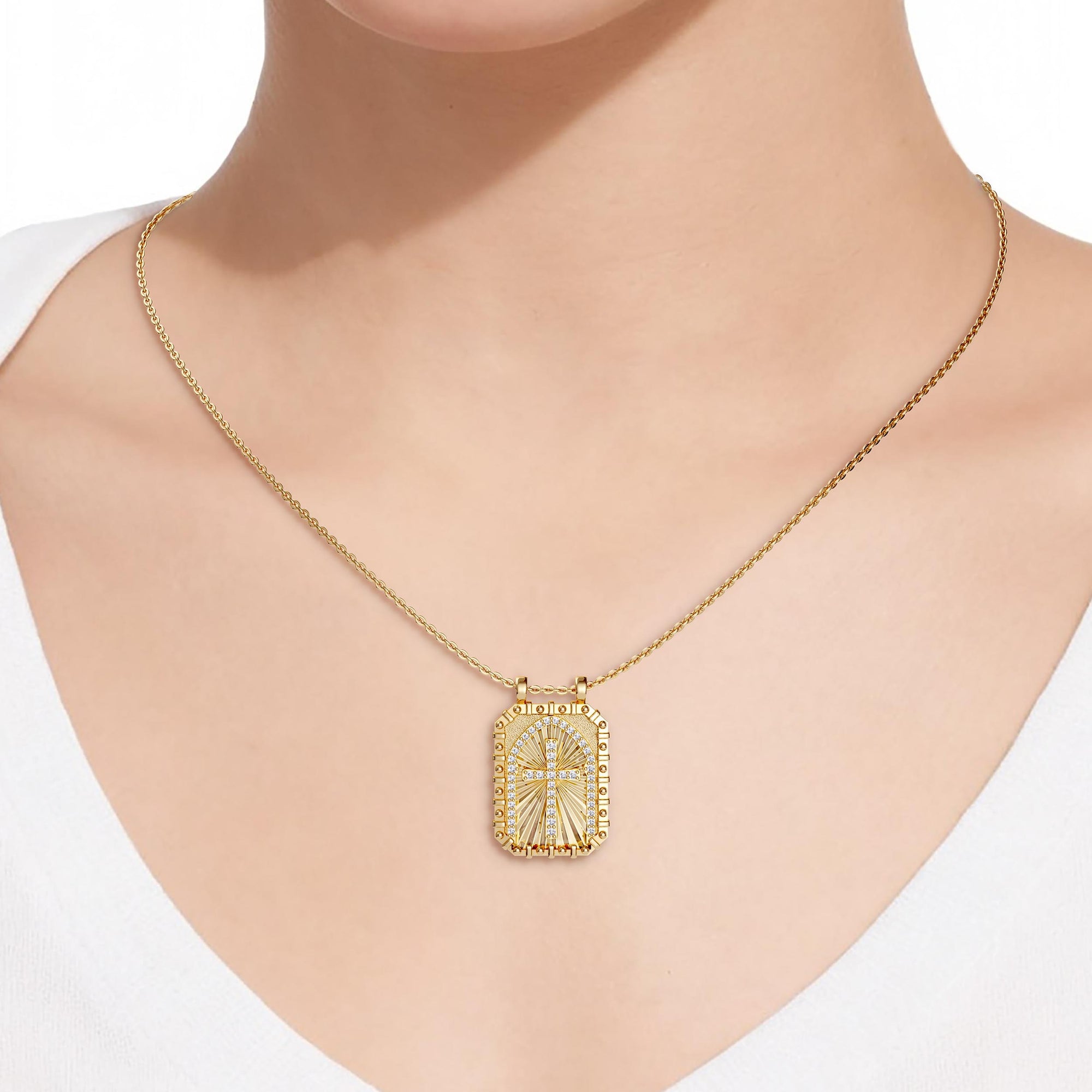 Let Go And Let God Cross Medallion Pendant Engraved Necklace - vanimy