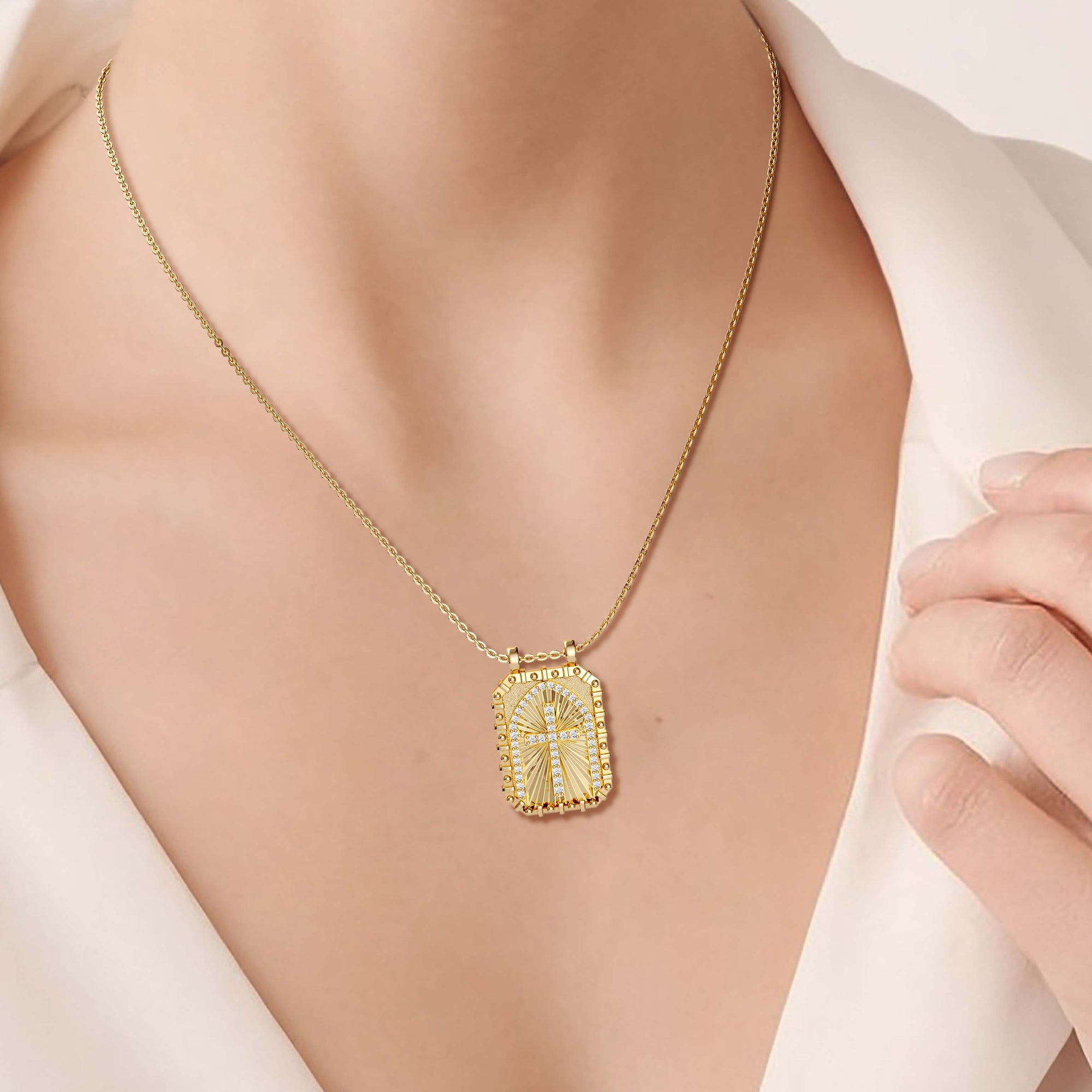 Let Go And Let God Cross Medallion Pendant Engraved Necklace - vanimy