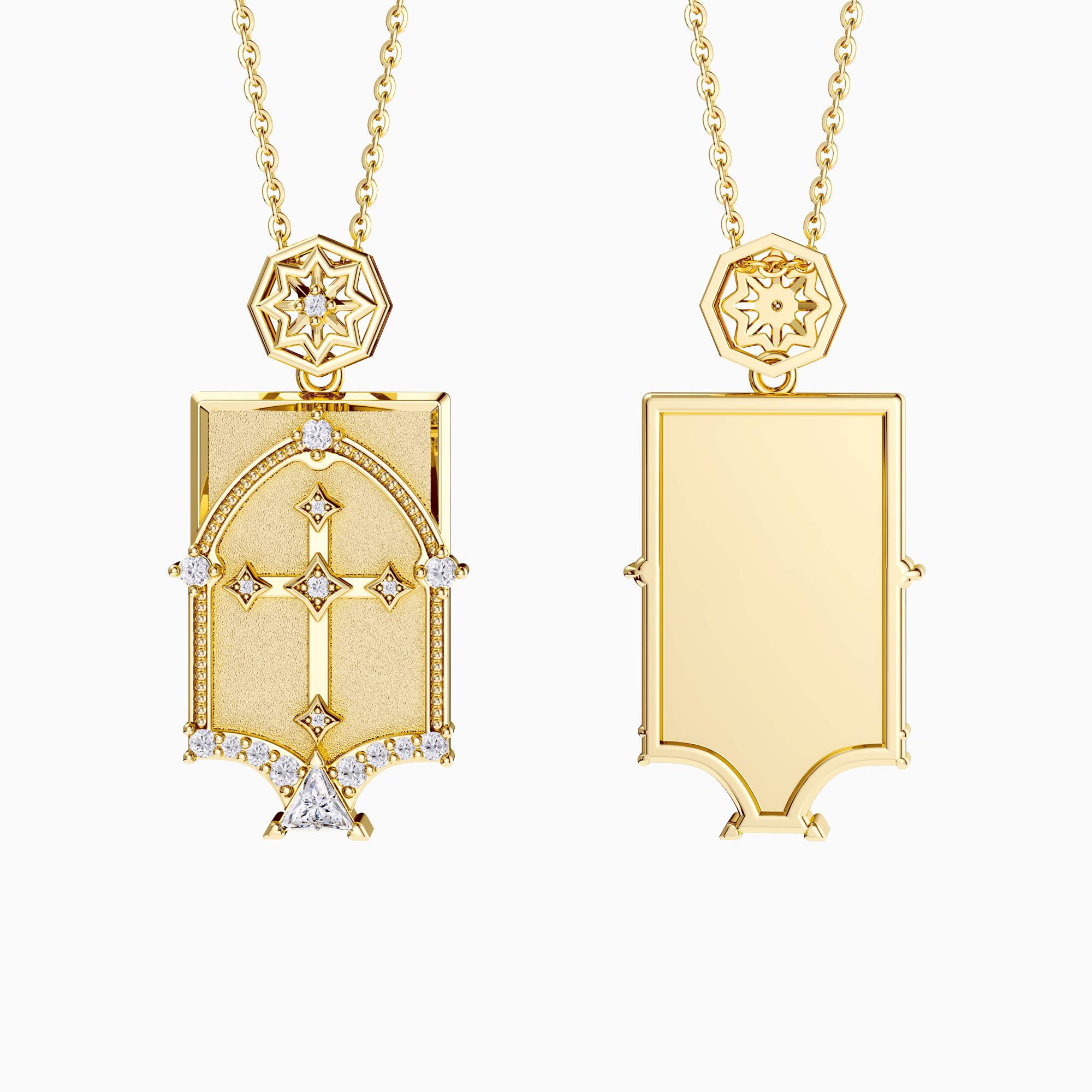 Personalized Cross Dome Engraved Necklace - vanimy