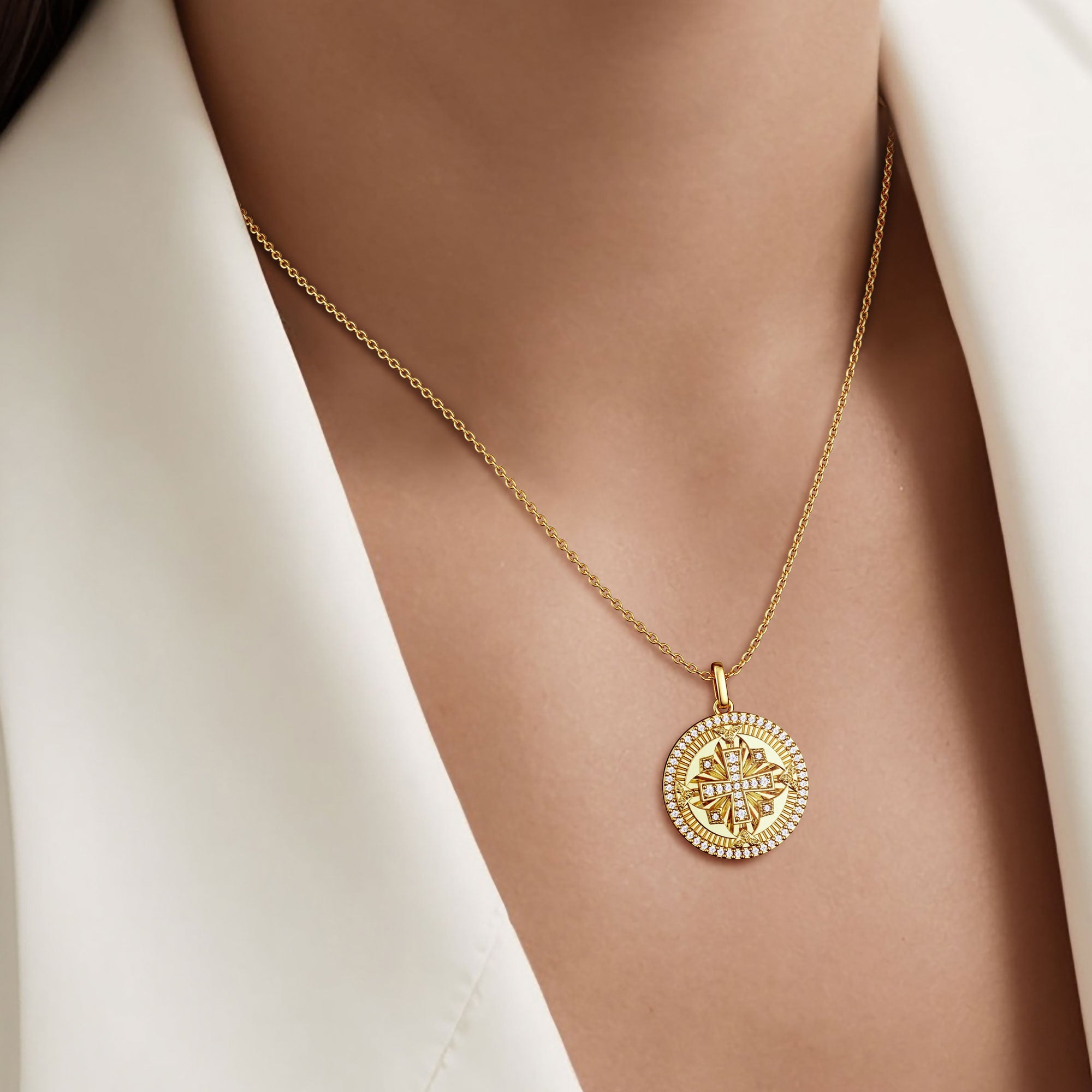 Medallion pendant necklace deals