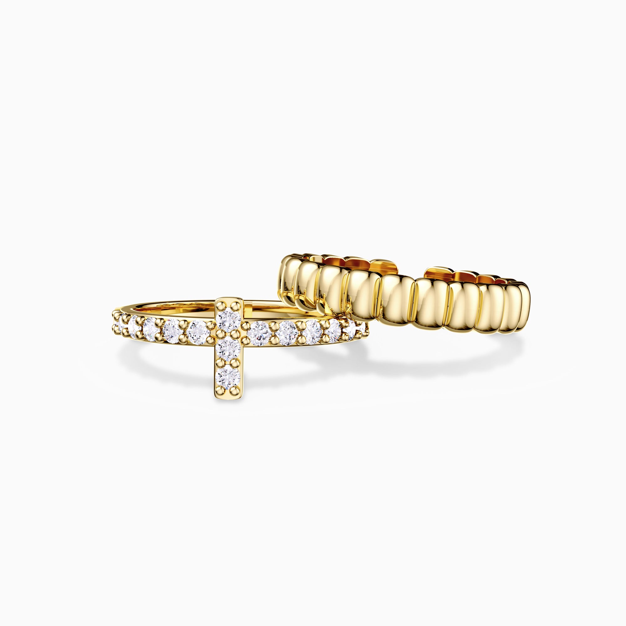 Eternal Setting Cross Two-piece Ring Set - vanimy