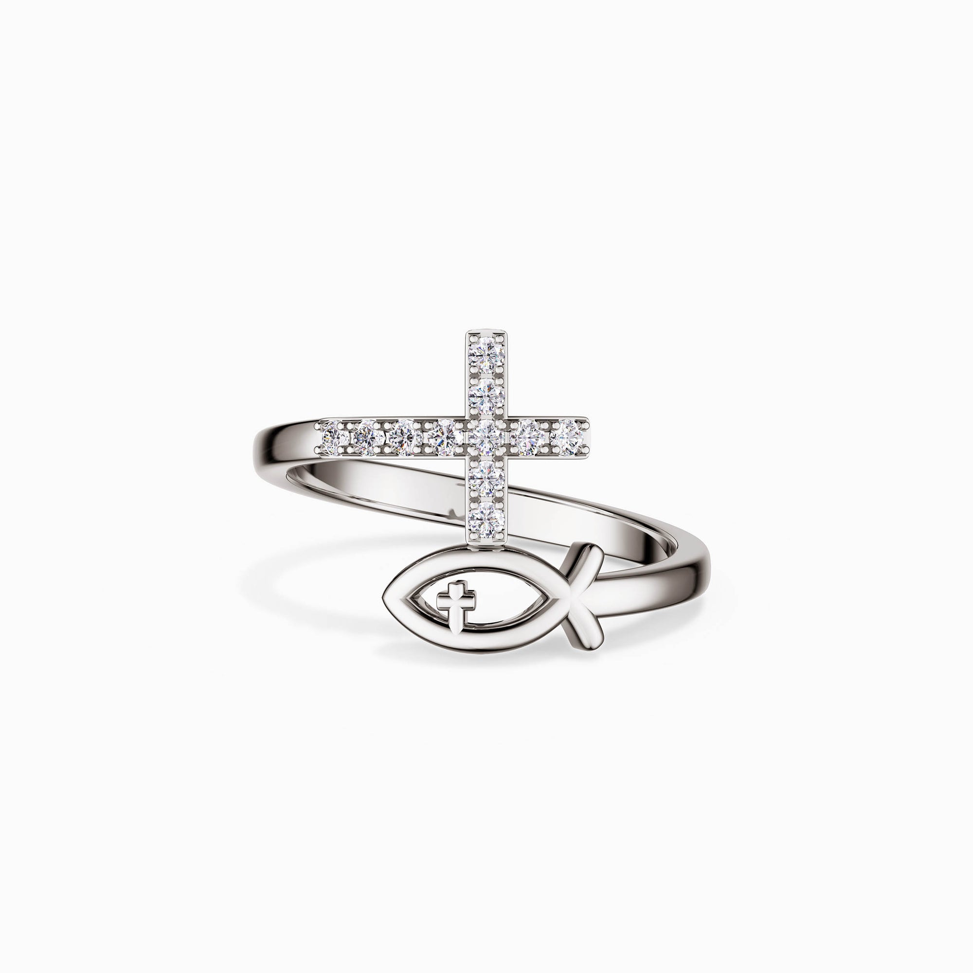 Pray Jesus Fish And Cross Ring - vanimy