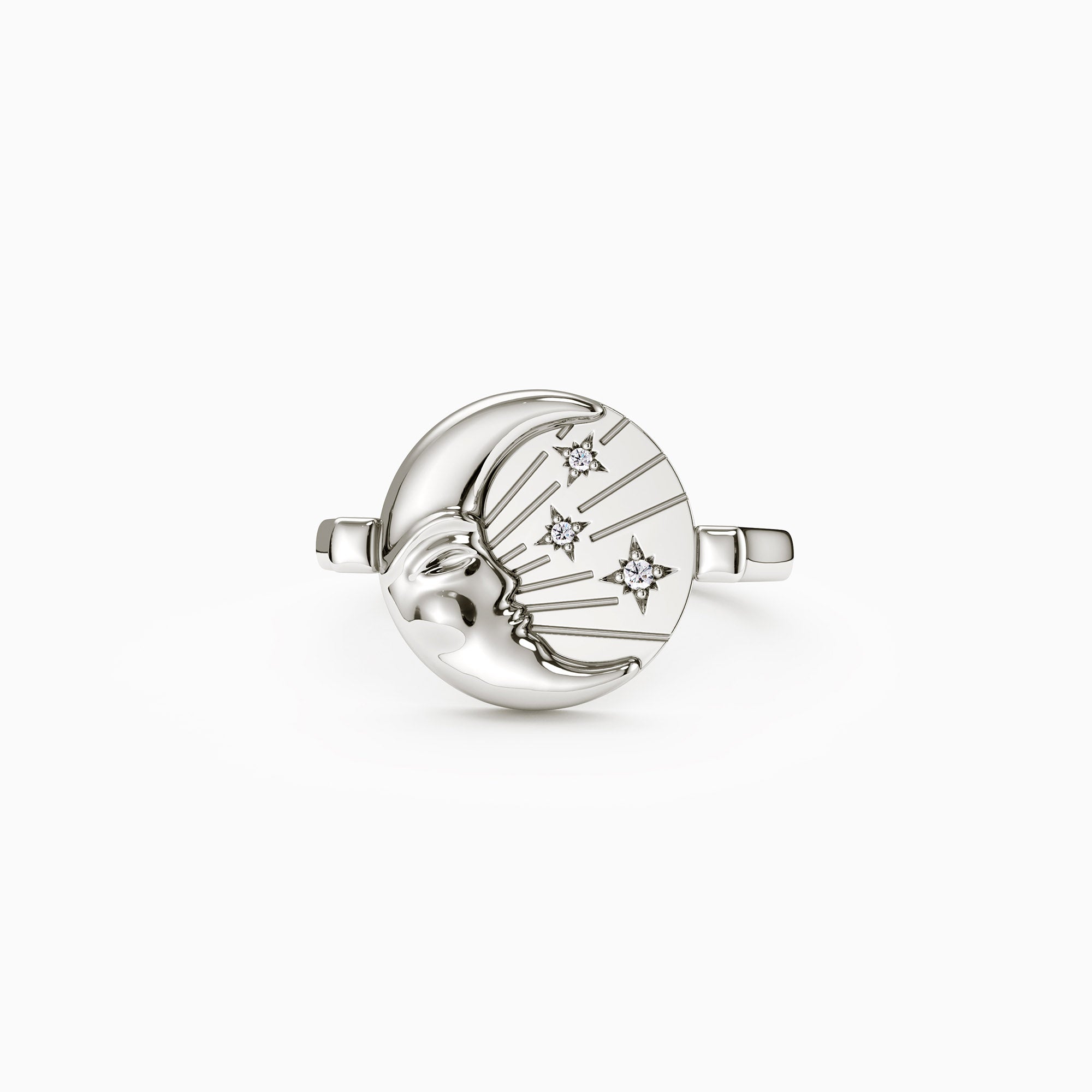 Kissing Moon and Star Signet Pinky Ring - vanimy