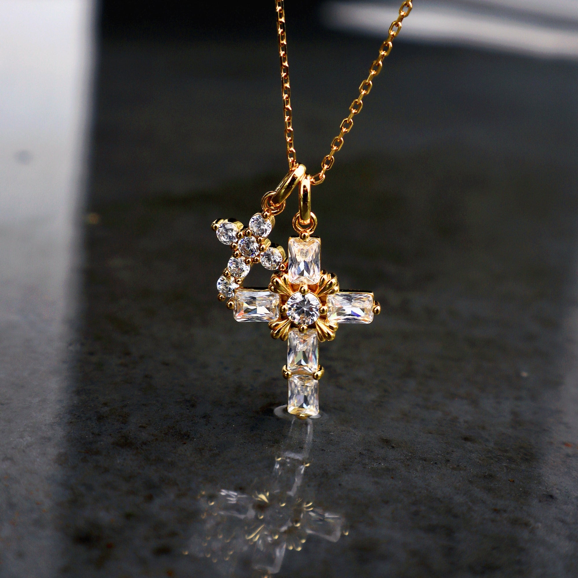 Byzantine Double Crosses Pendant Necklace - vanimy