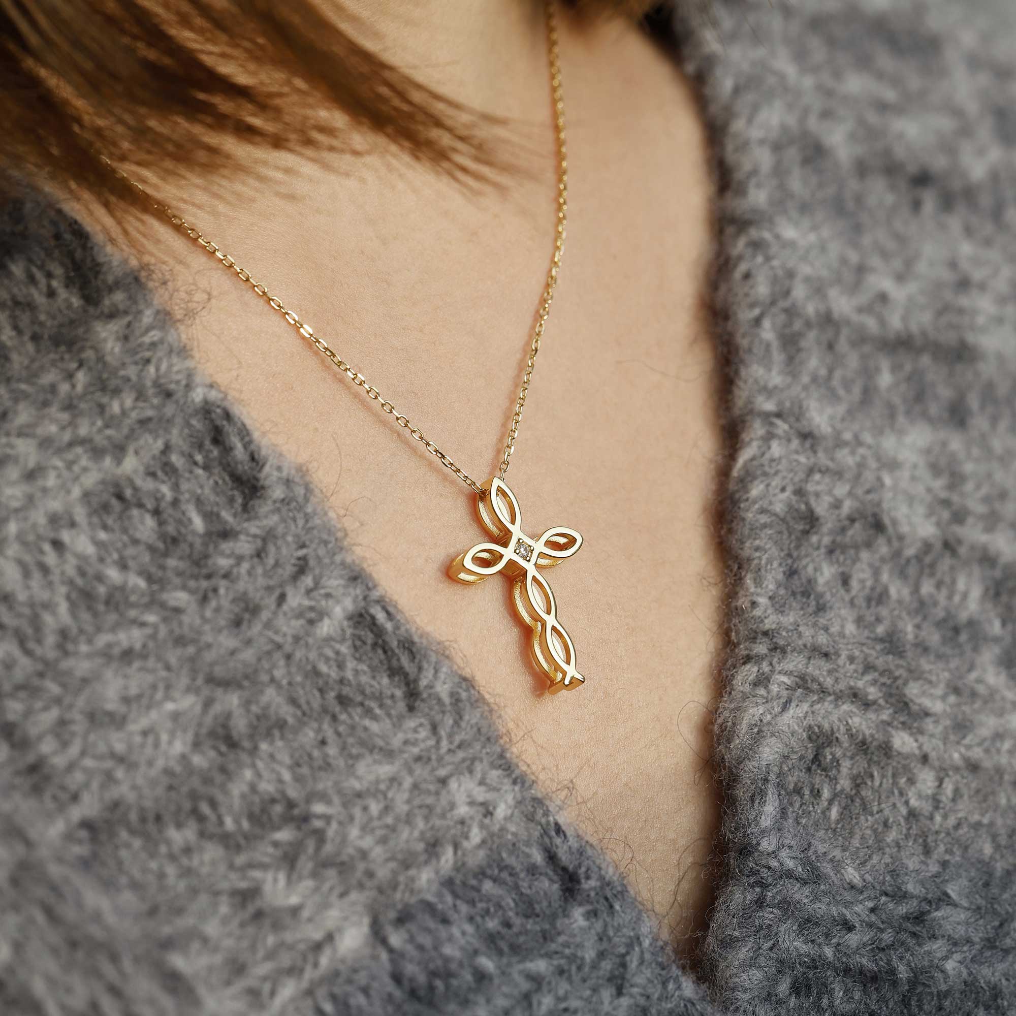 Divine Harmony Ichthys Cross Faith Protection Pendant Necklace