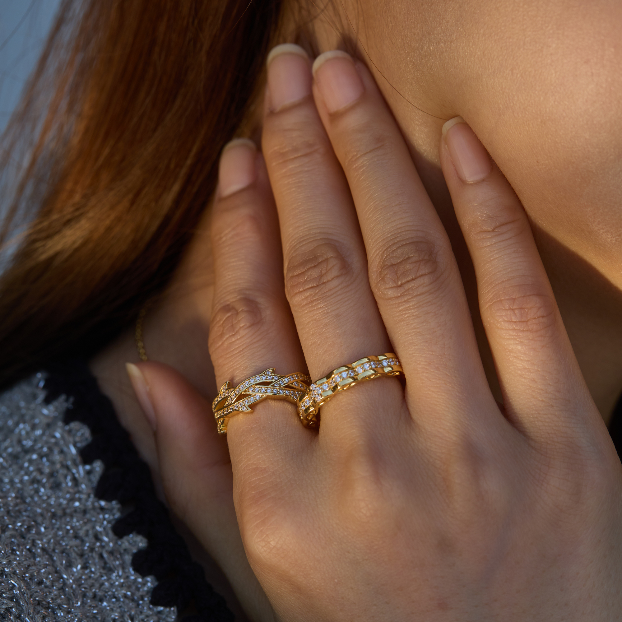 Floral Thorns Cross Statement Ring