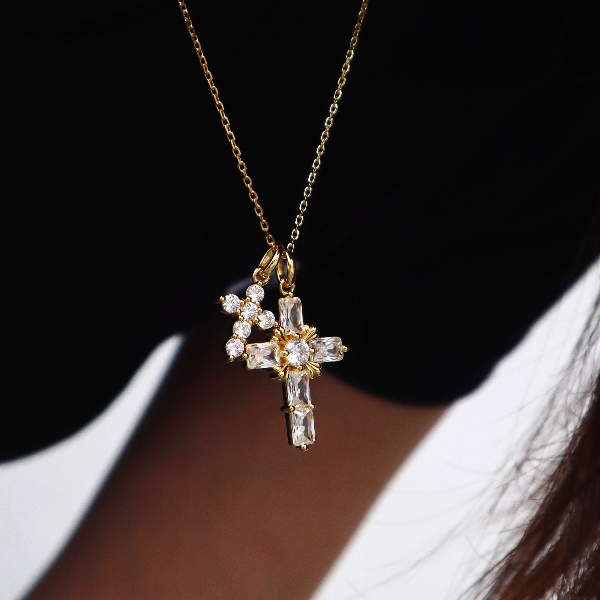 Byzantine Double Crosses Pendant Necklace - vanimy