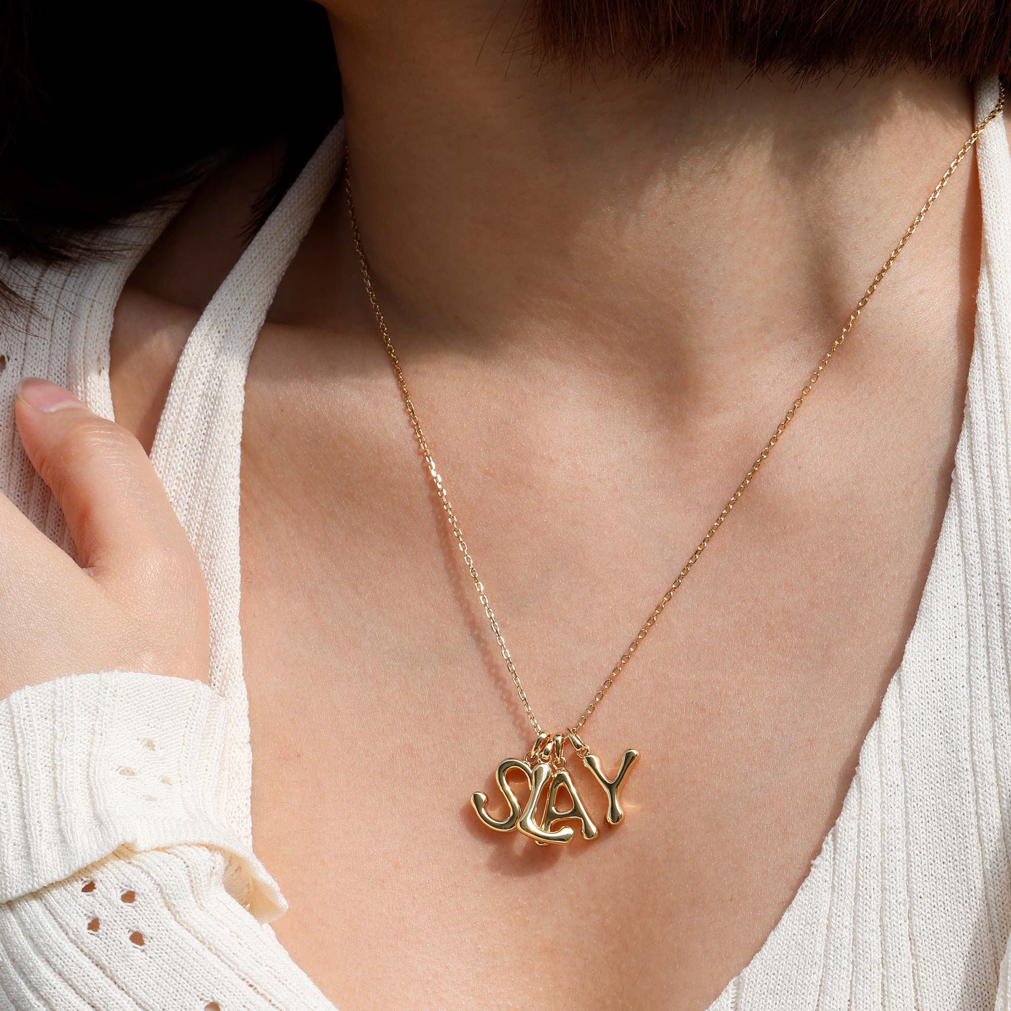 Bubble Initial Letter S Pendant Necklace