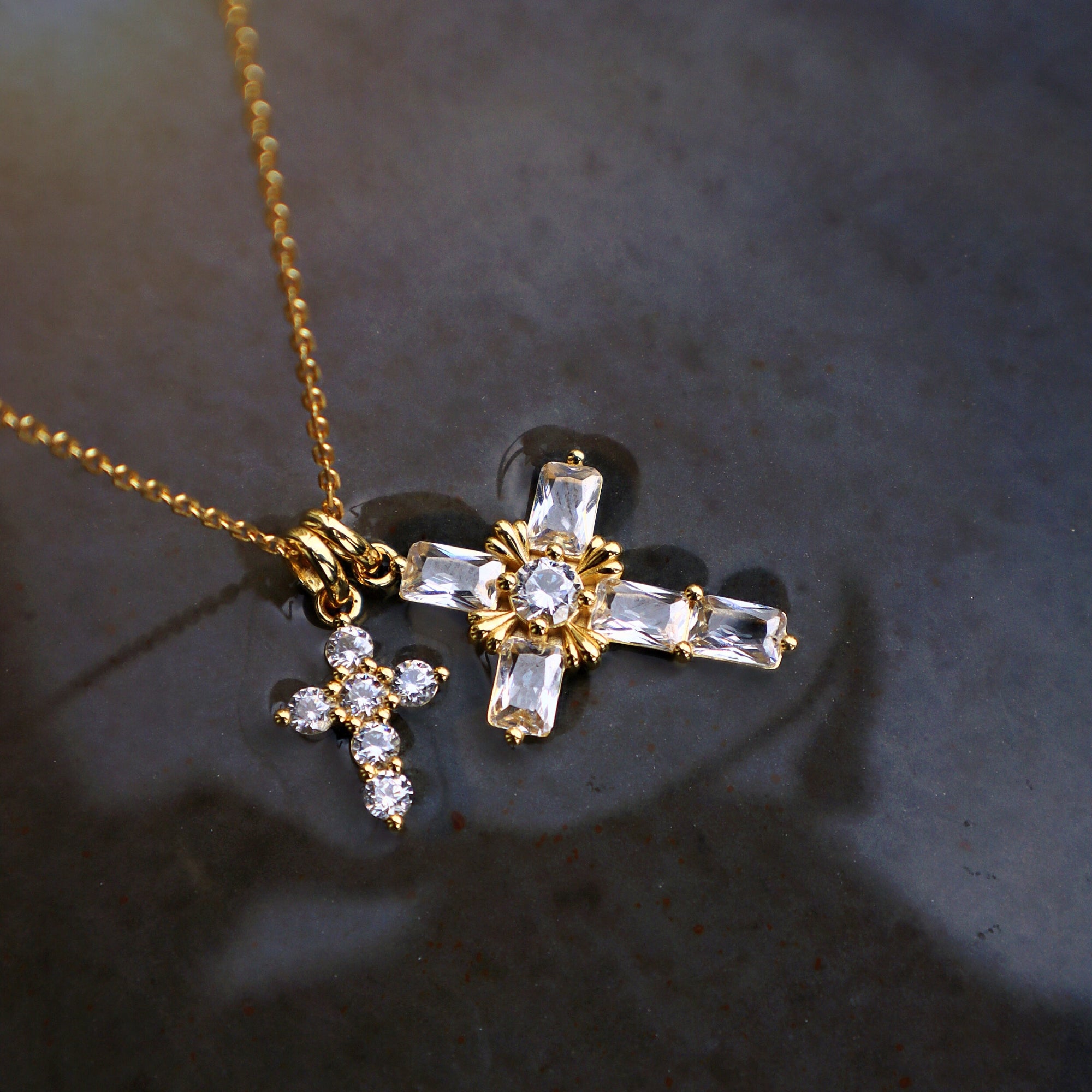 Byzantine Double Crosses Pendant Necklace - vanimy