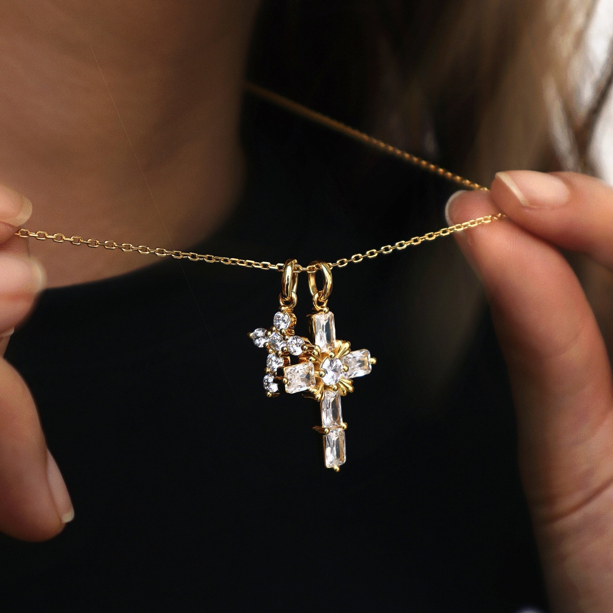 Byzantine Double Crosses Pendant Necklace - vanimy