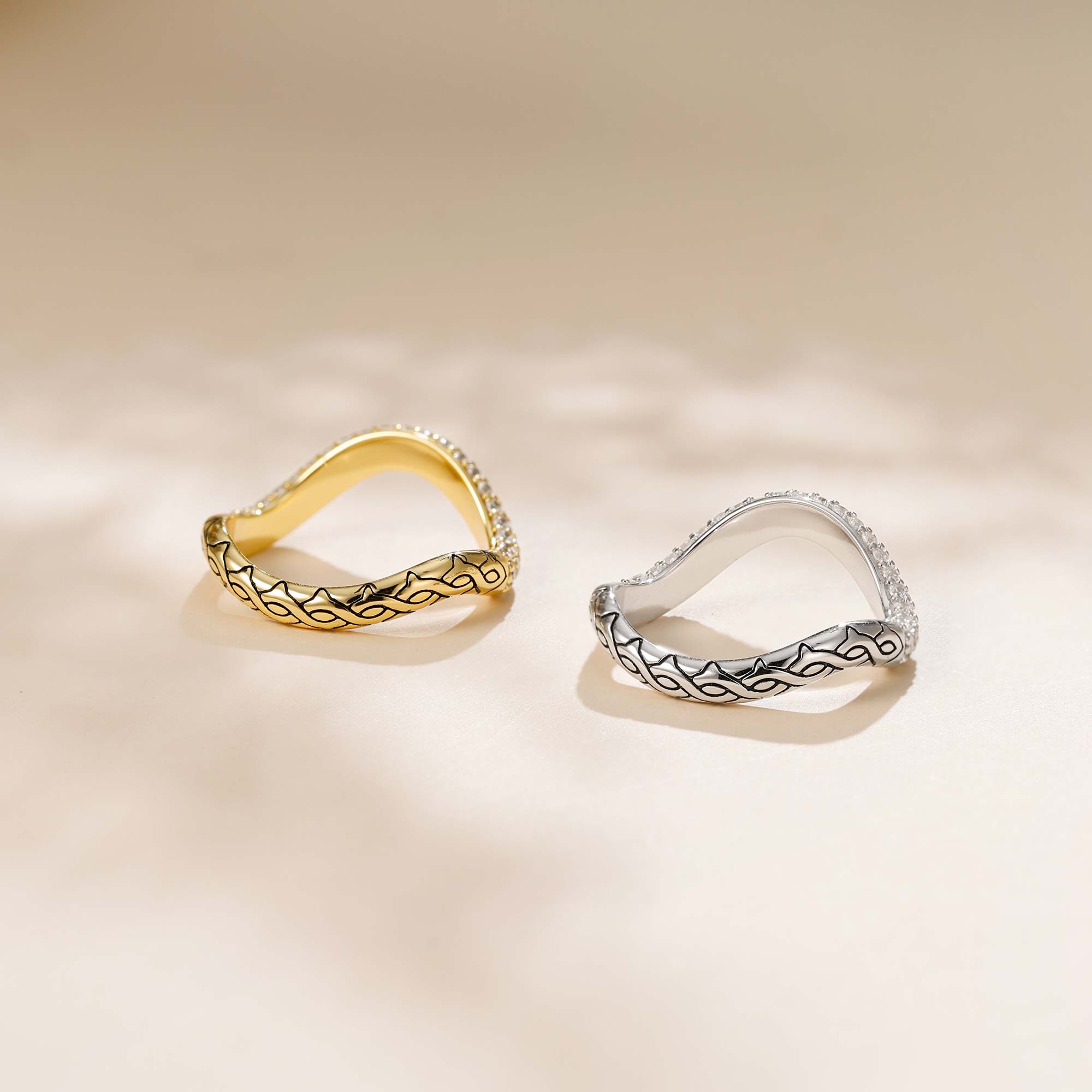 Crown of Thorns Pavé Wavy Enamel Statement Ring