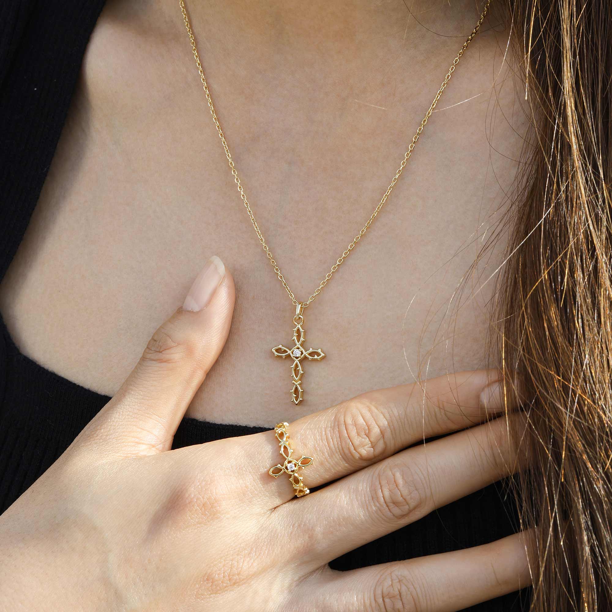 Thorned Cross Ring