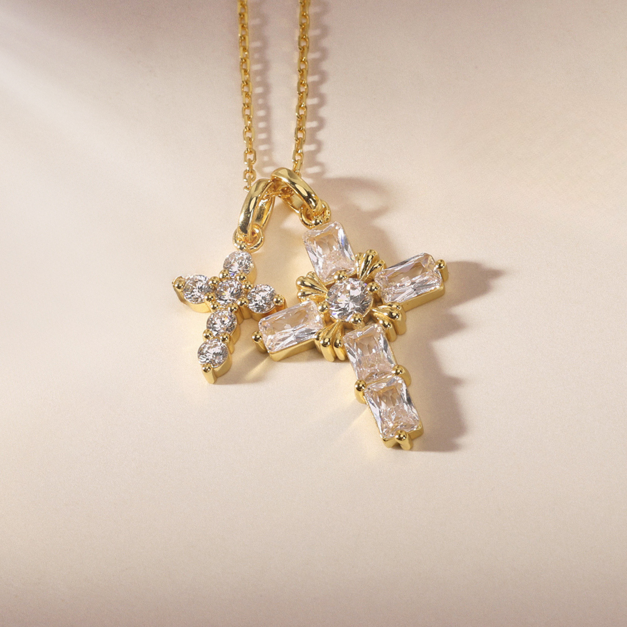 Byzantine Double Crosses Pendant Necklace - vanimy