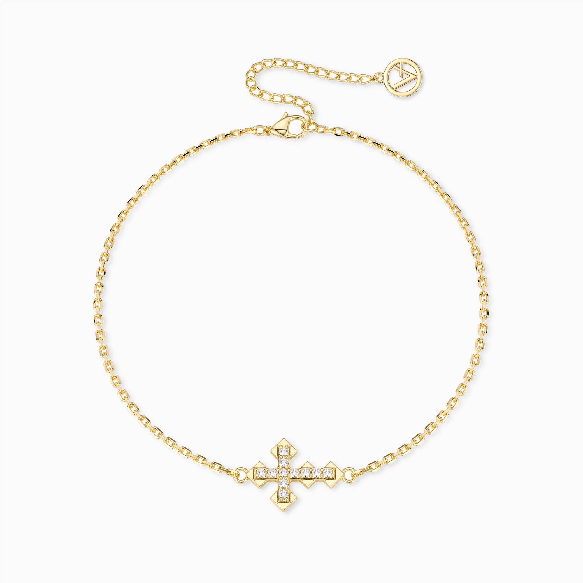 Gold Zircon Cross Bracelet - vanimy