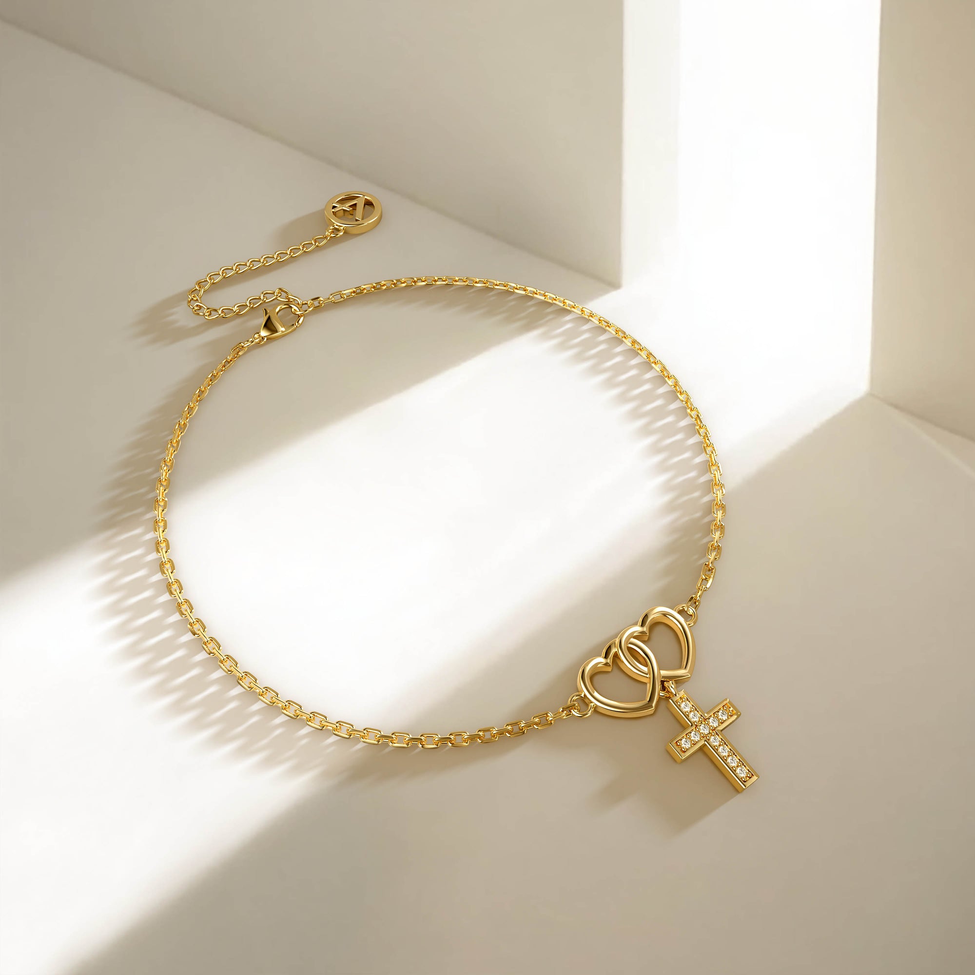 Double Heart Cross Bracelet - vanimy