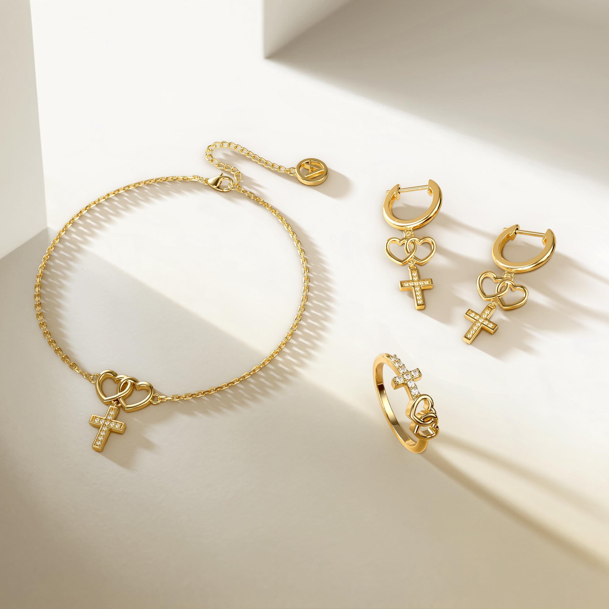 Double Heart Cross Bracelet - vanimy