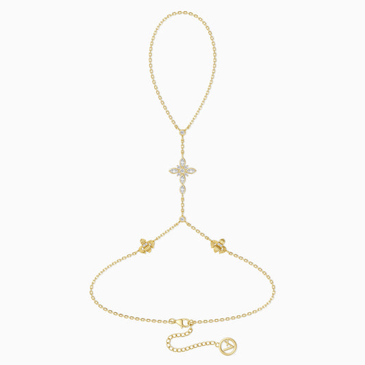 Byzantine Cross Iris February Birth Flower Hand Chain