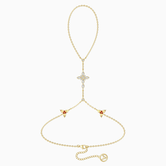 Byzantine Cross Holly December Birth Flower Hand Chain