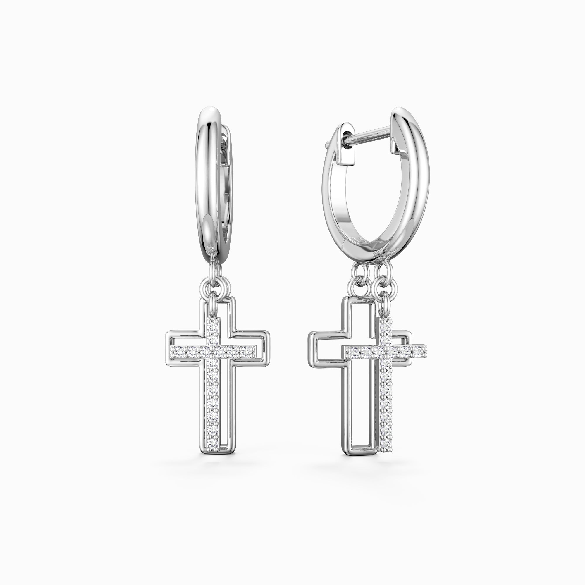 Cutout Double Cross Earrings