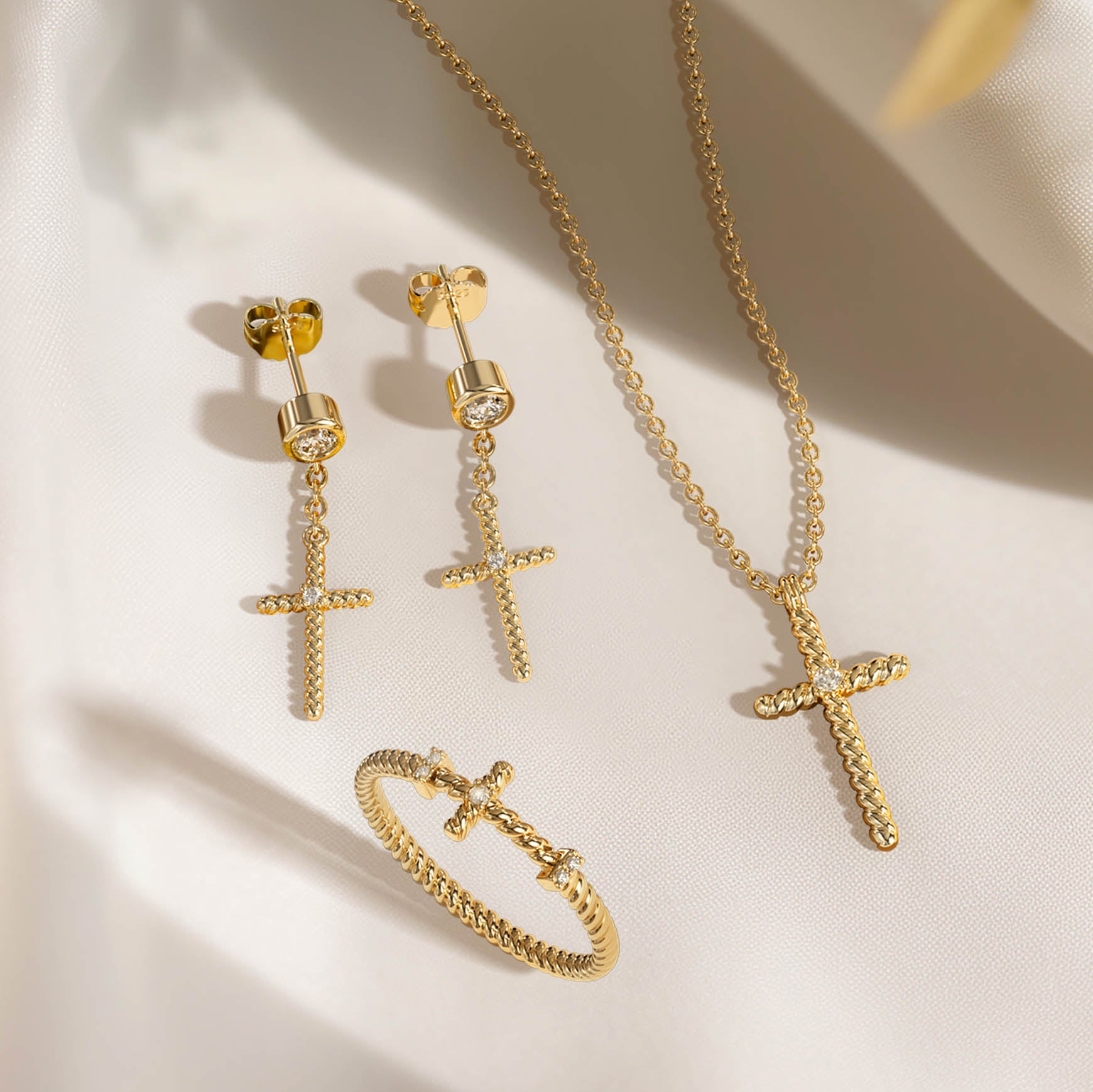 Cord Cross Dangle Earrings - vanimy