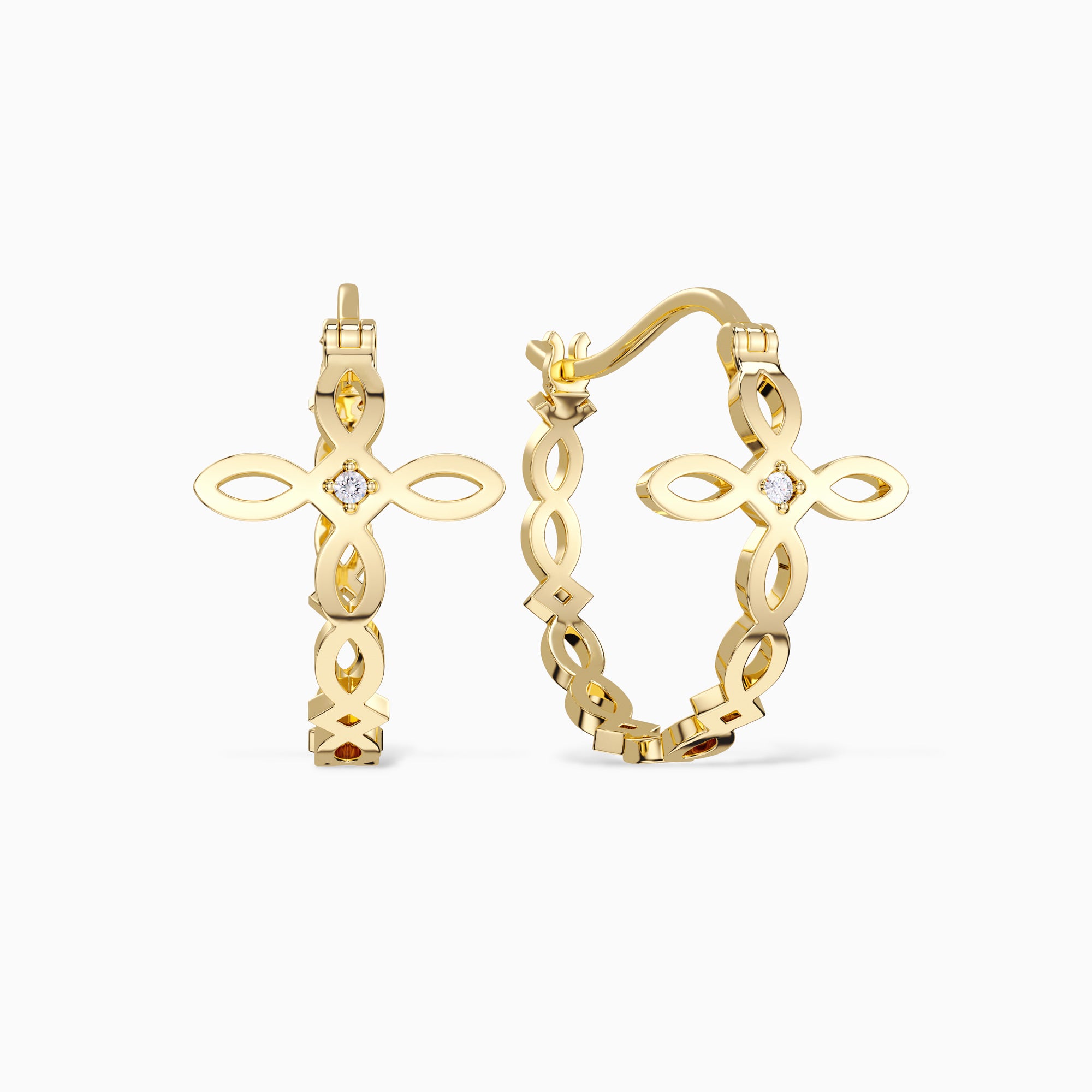 Divine Harmony Ichthys Cross Faith Protection Hoop Earrings - vanimy