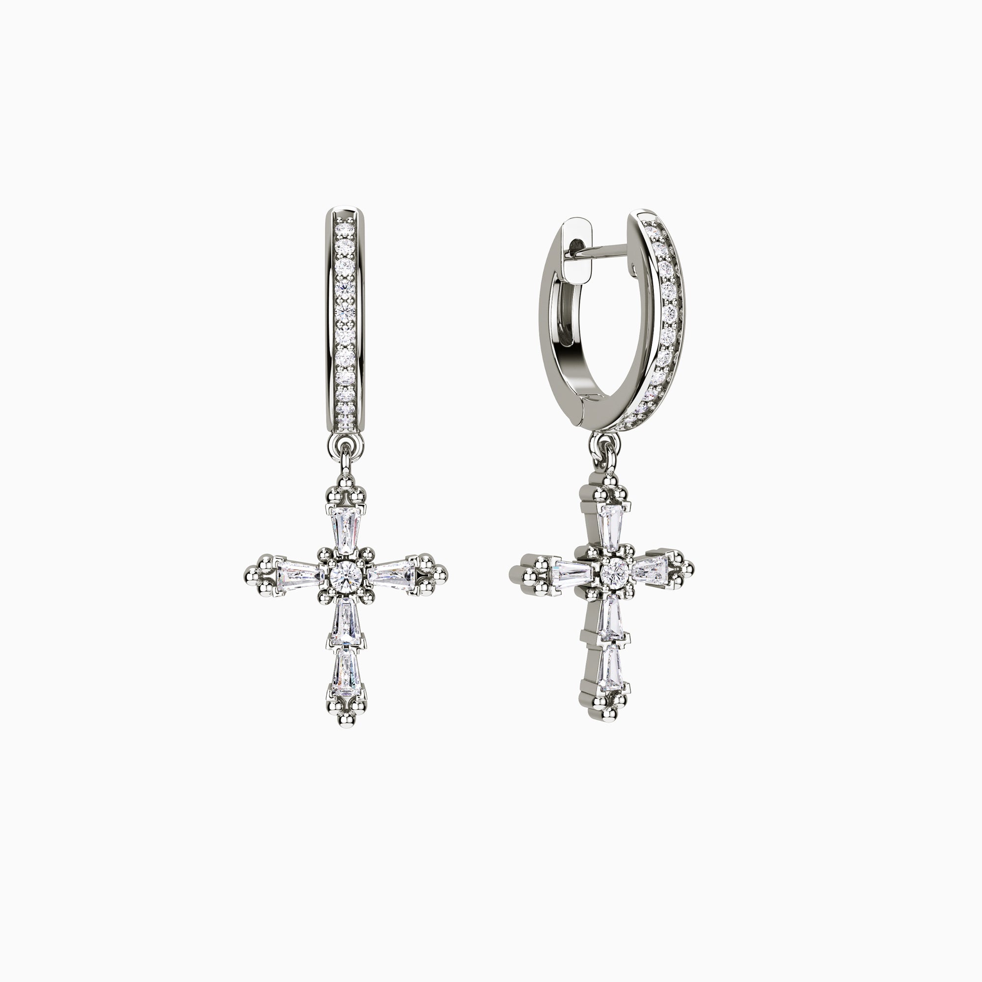 Byzantine Faith Cross Huggie Hoop Earrings - vanimy