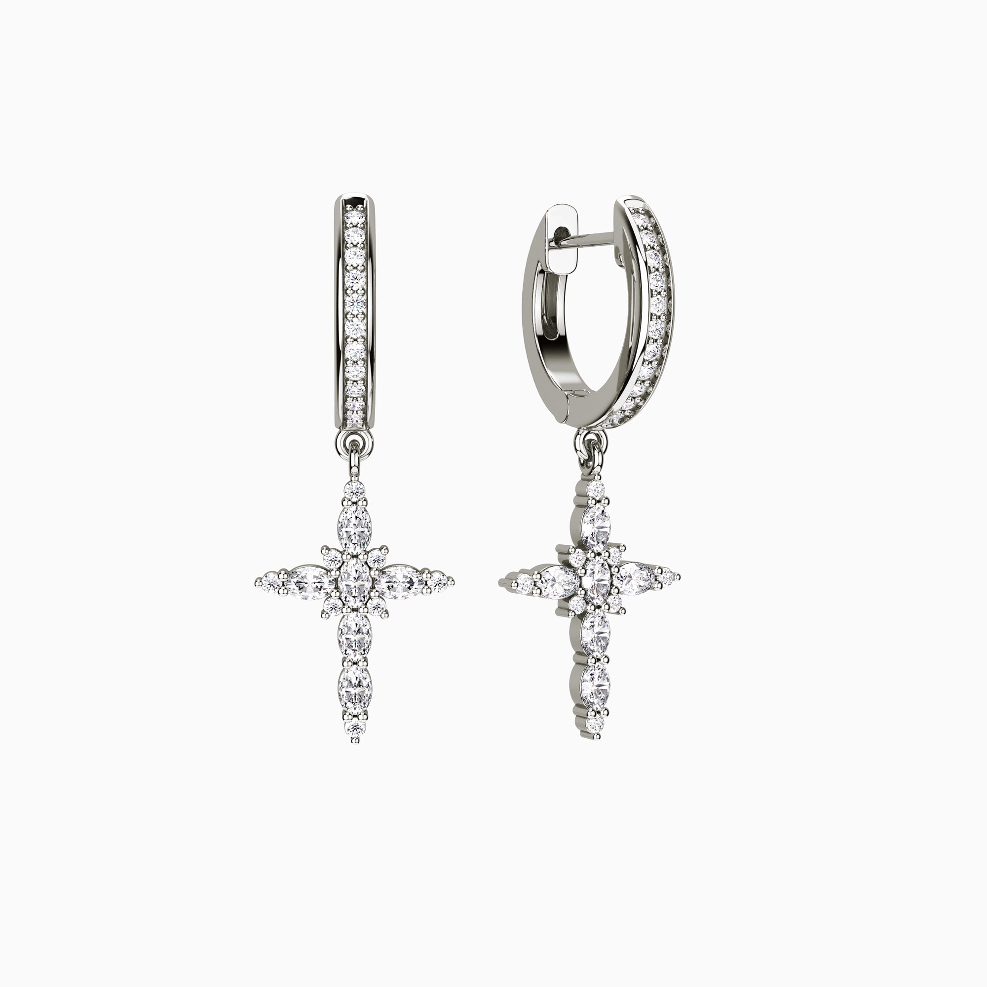 Byzantine Cross Amulet Huggie Hoop Earrings - vanimy