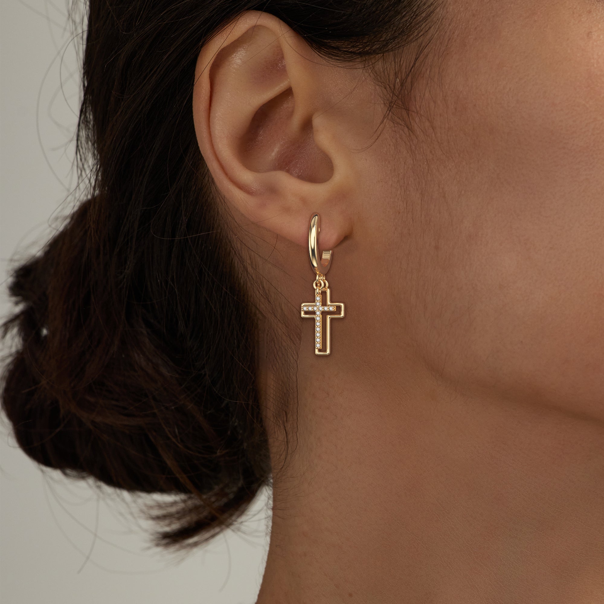 Cutout Double Cross Earrings