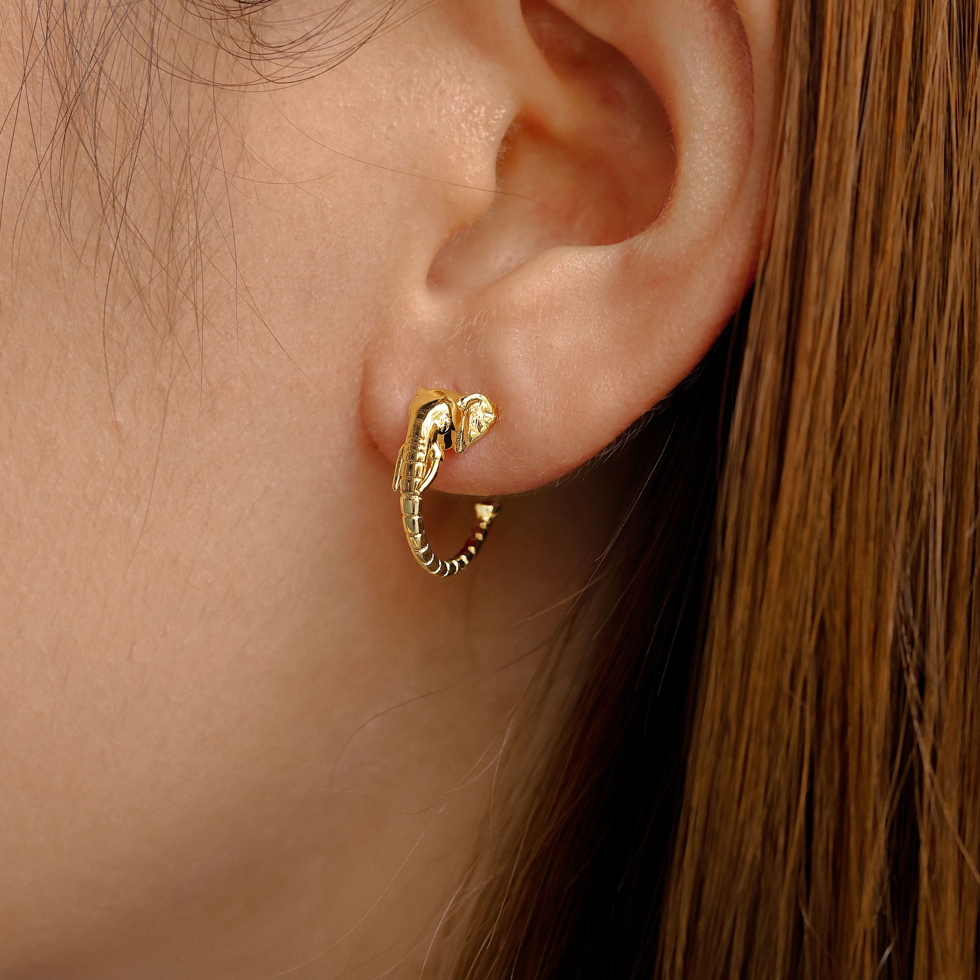 Promised Land Garden of Life Elephant Half Hoop Stud Earrings