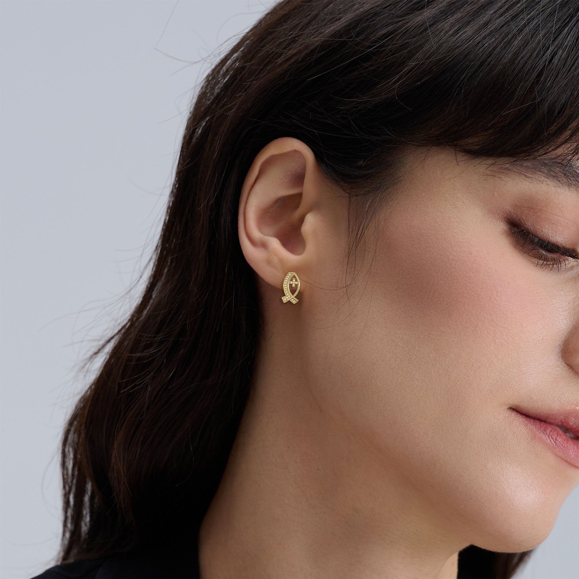 Boucles d'oreilles à tige Ichthys Ancre de la Foi