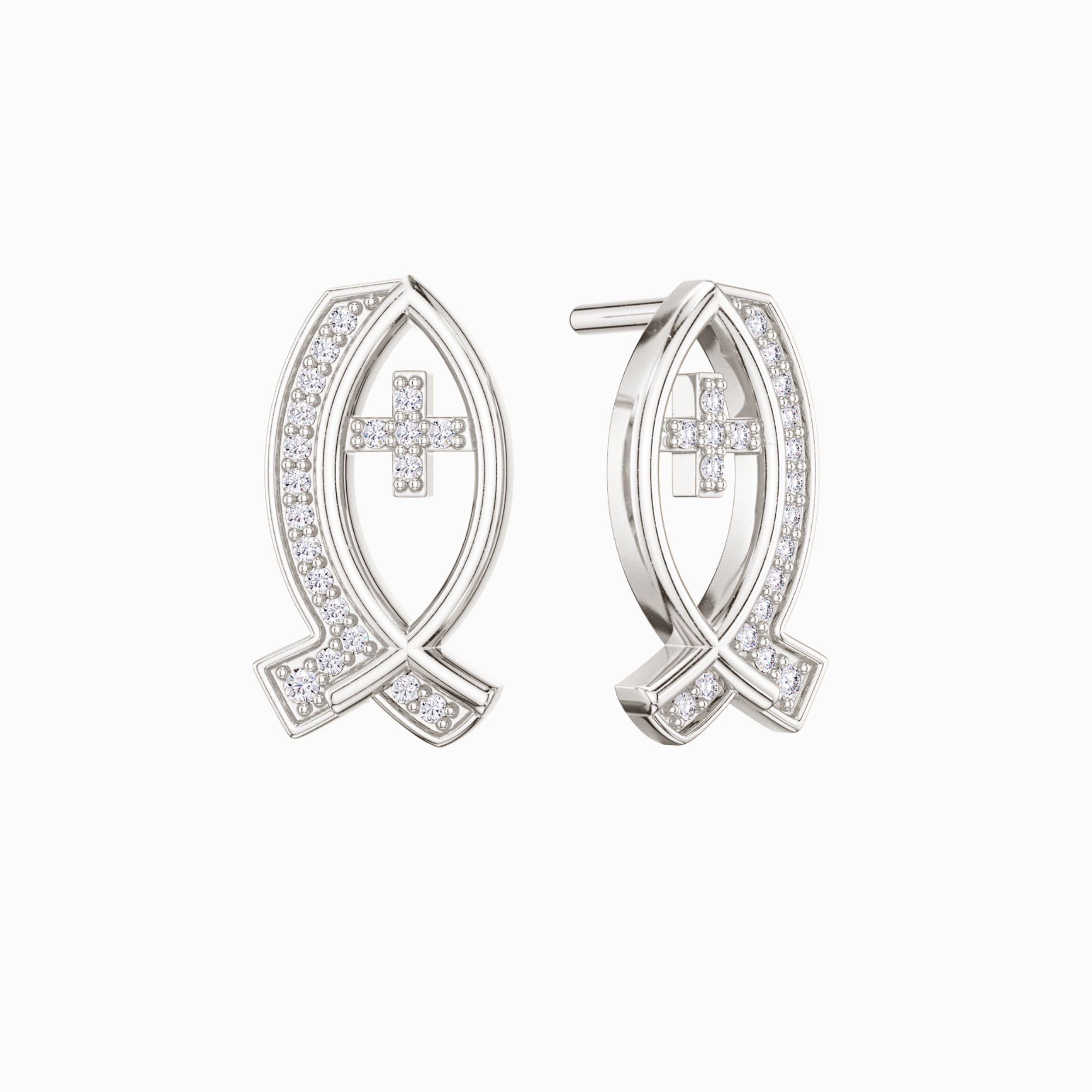 Boucles d'oreilles à tige Ichthys Ancre de la Foi